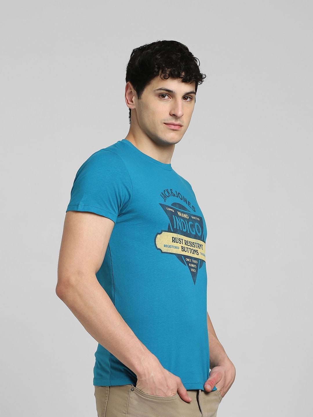 Blue Graphic Print Crew Neck T-shirt