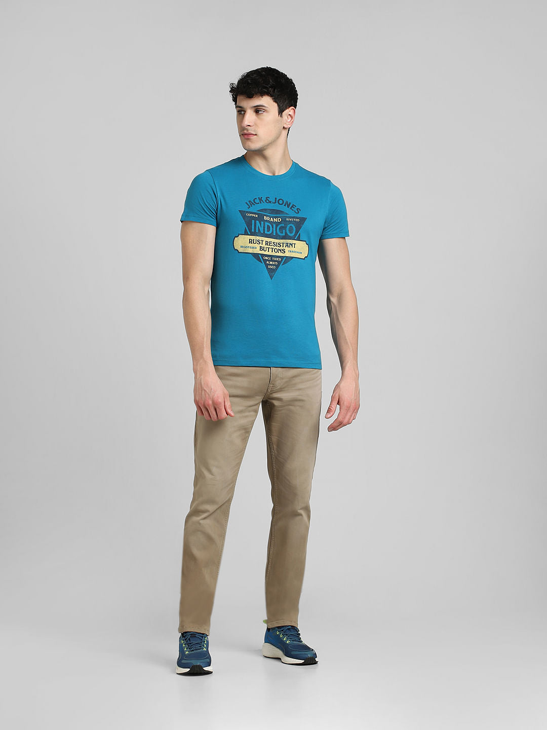 Blue Graphic Print Crew Neck T-shirt