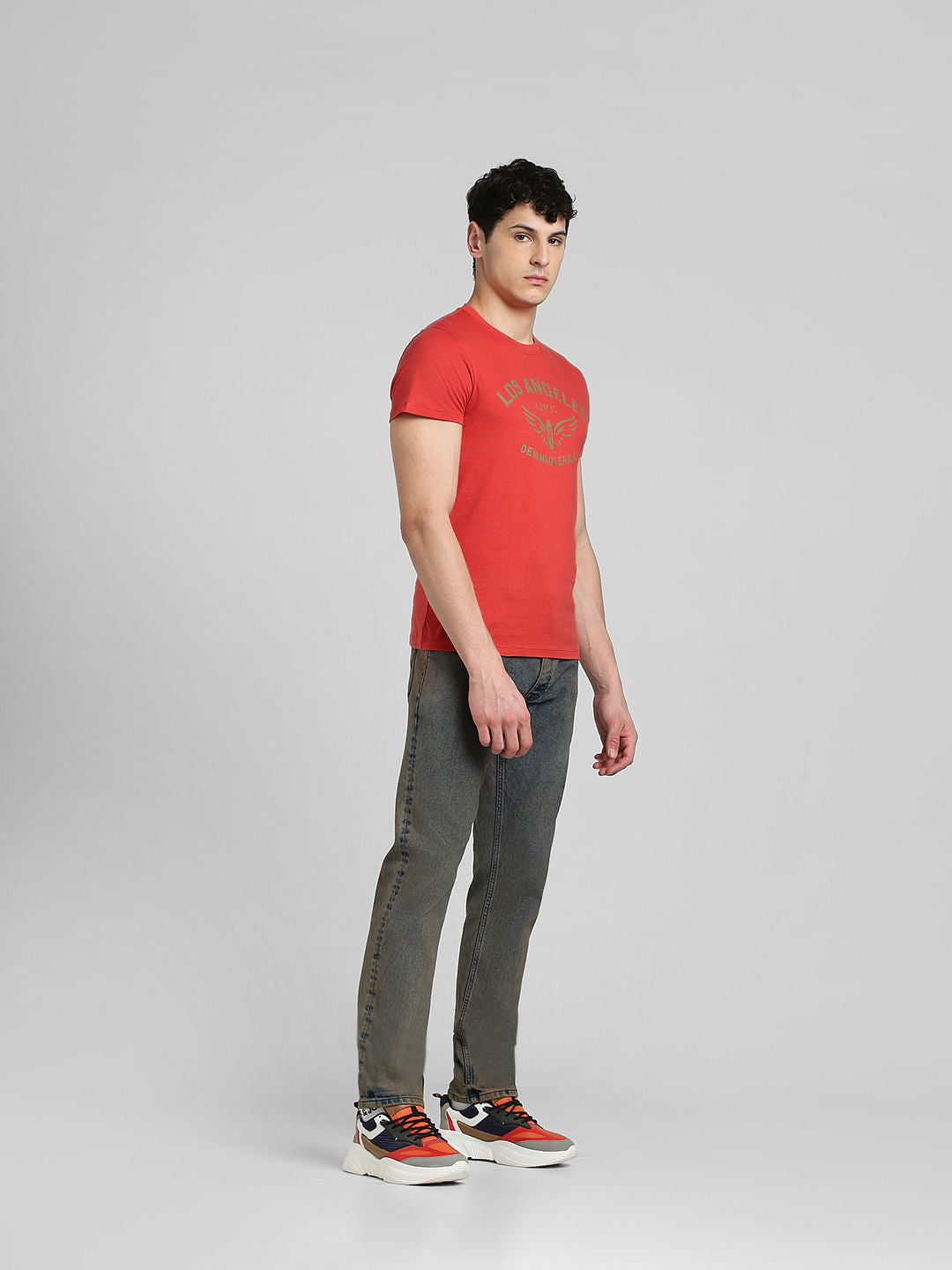 Coral Logo Print Crew Neck T-shirt