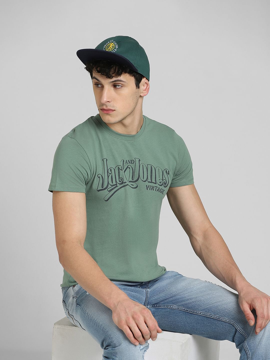 Green Logo Print Crew Neck T-shirt - S
