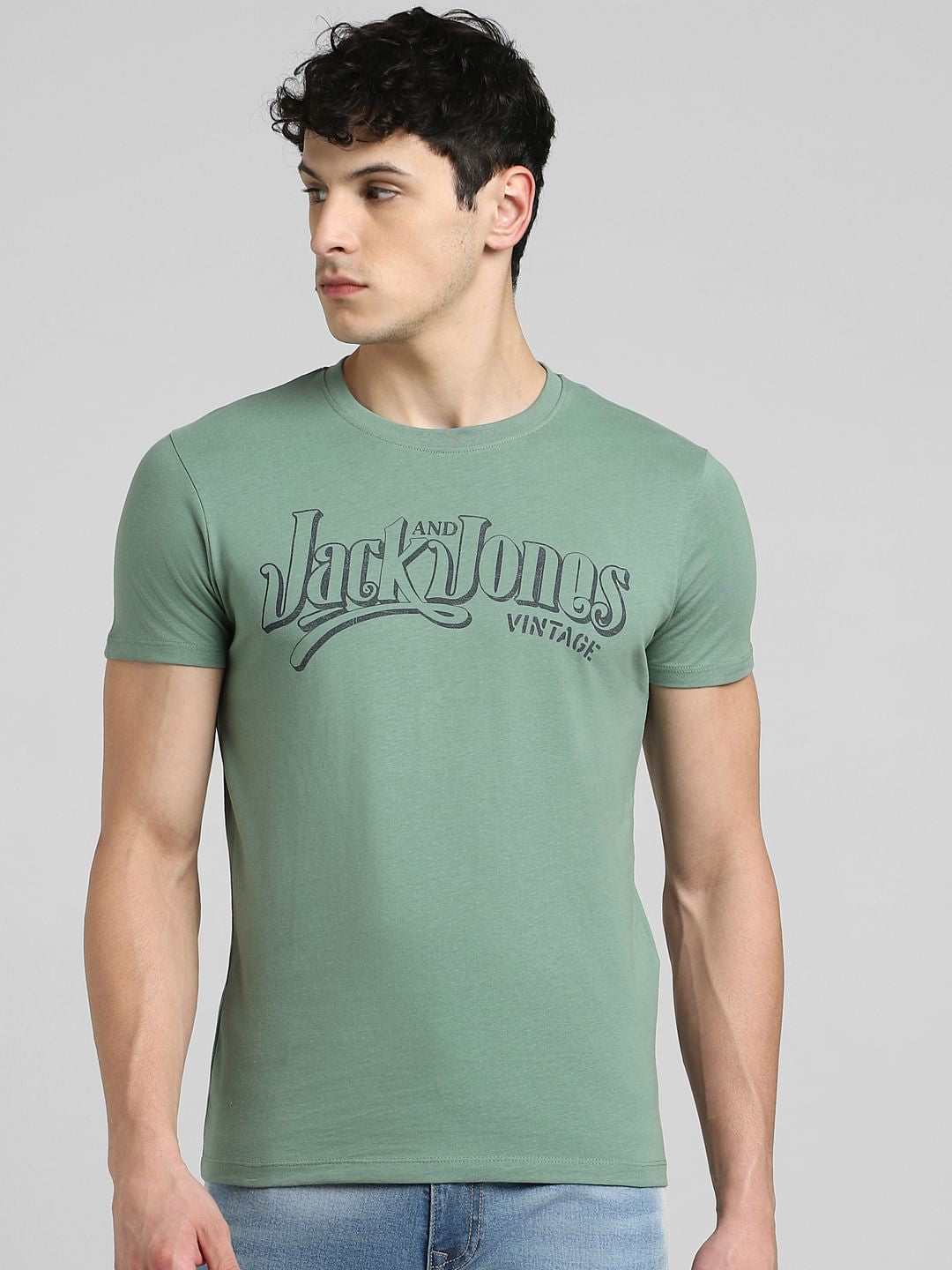 Green Logo Print Crew Neck T-shirt