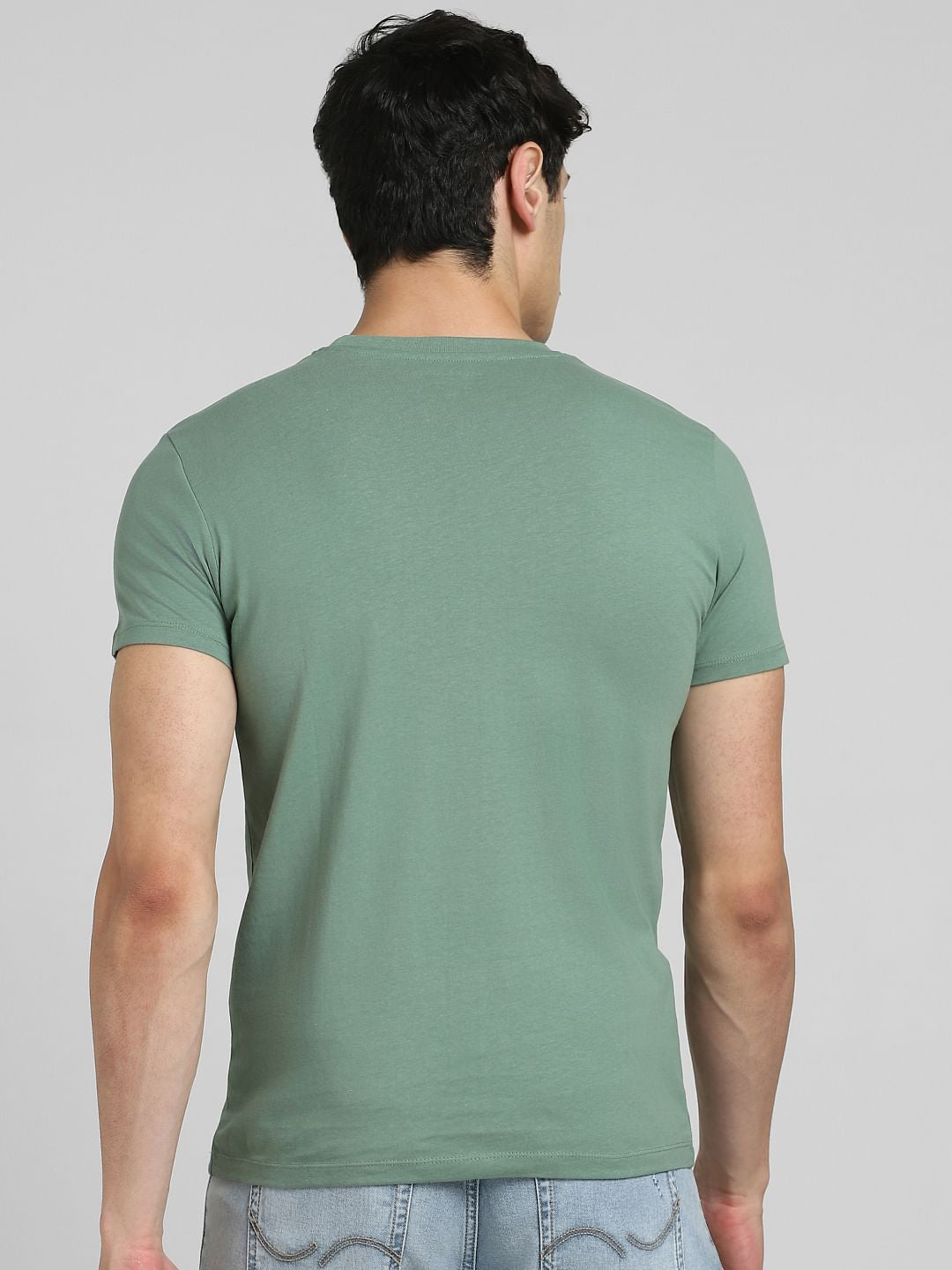 Green Logo Print Crew Neck T-shirt