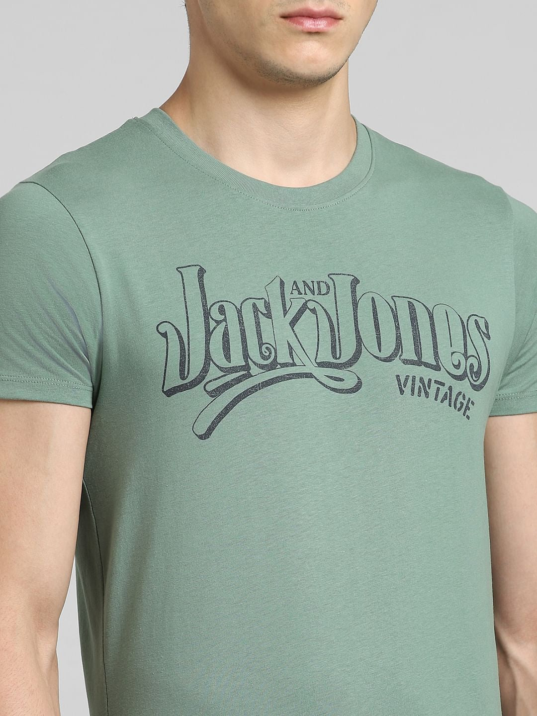 Green Logo Print Crew Neck T-shirt