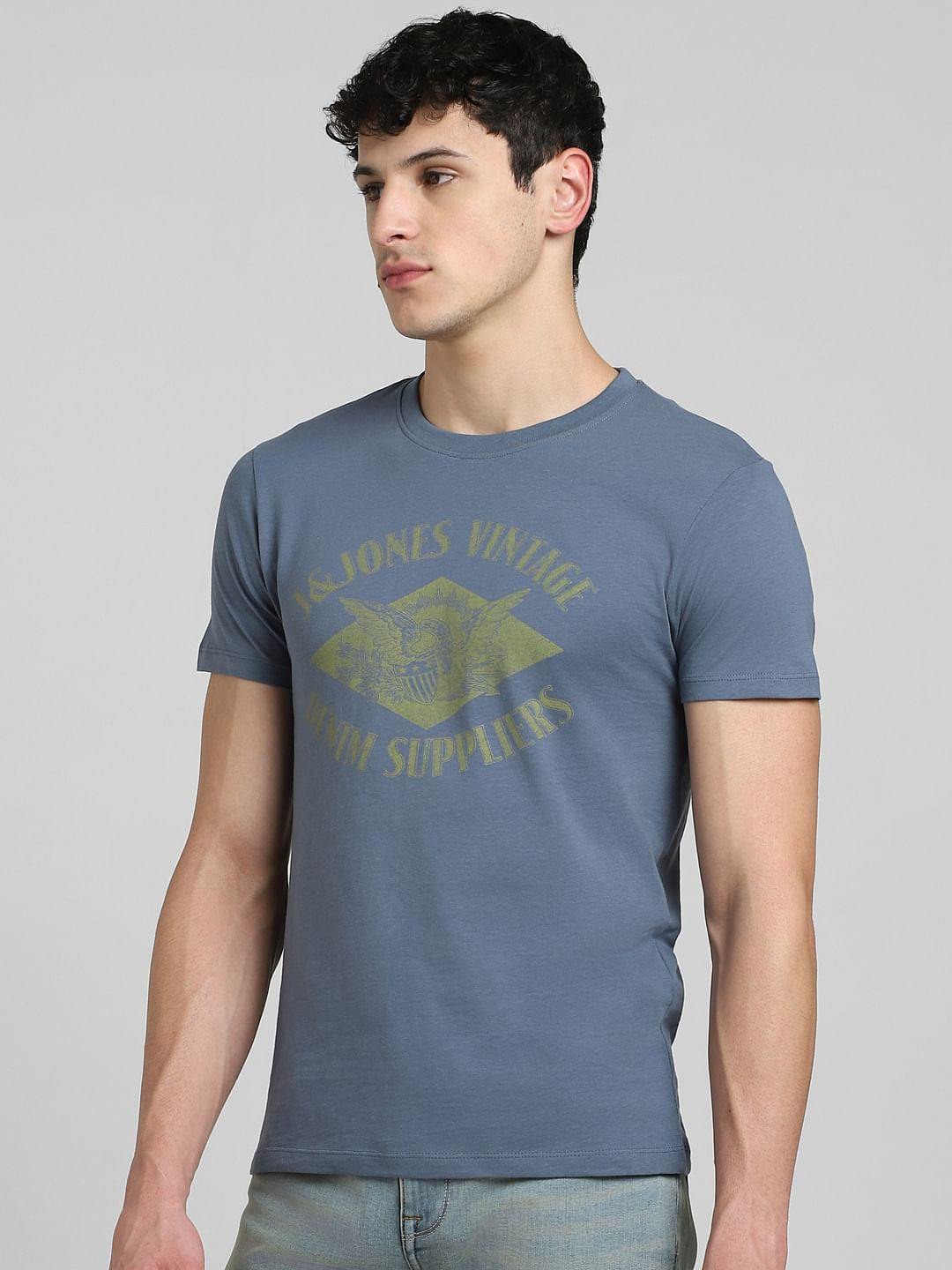 Blue Graphic Print Crew Neck T-shirt