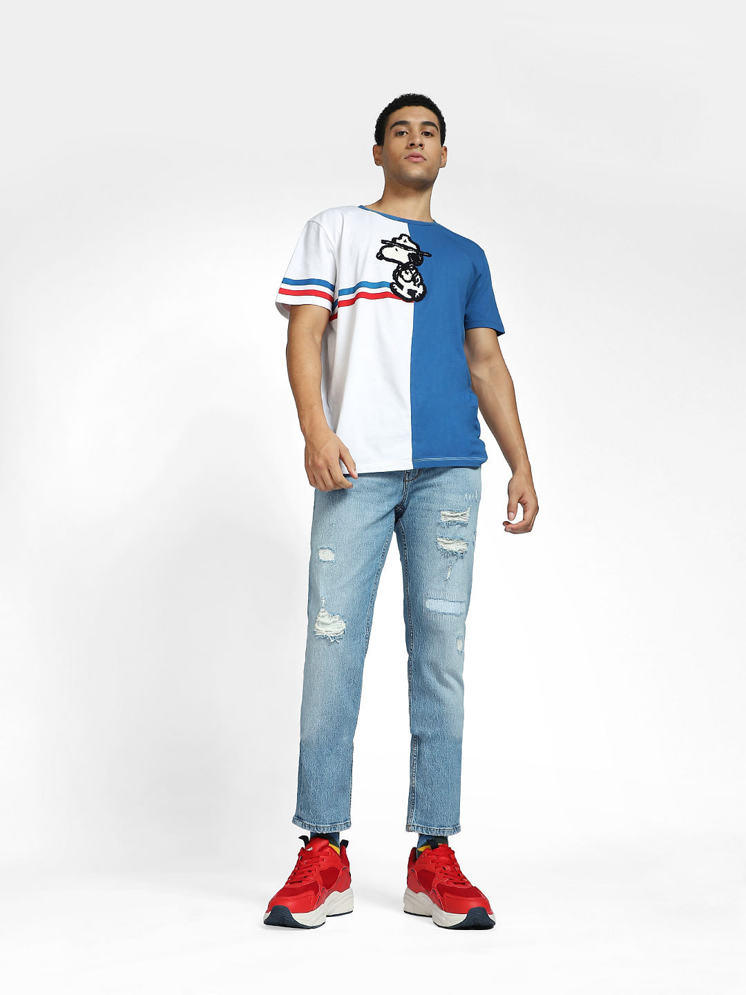 X PEANUTS Blue Graphic Print T-shirt