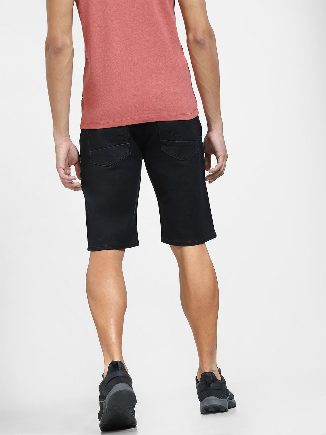 Black Low Rise Denim Shorts