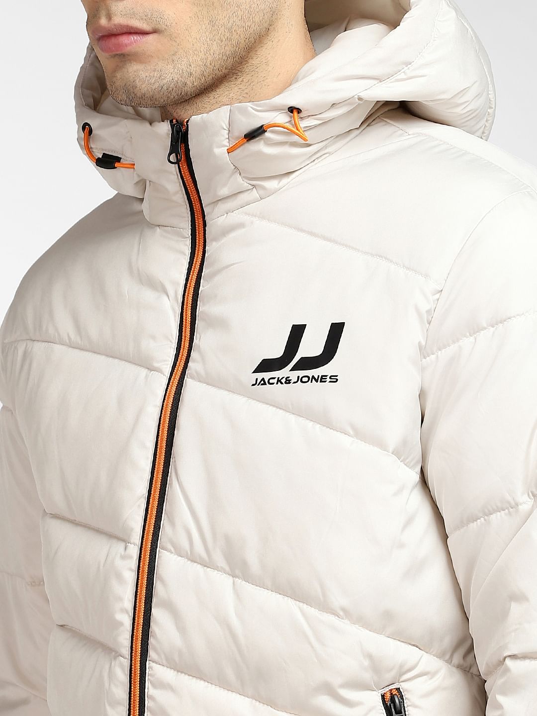 Beige Hooded Puffer Jacket