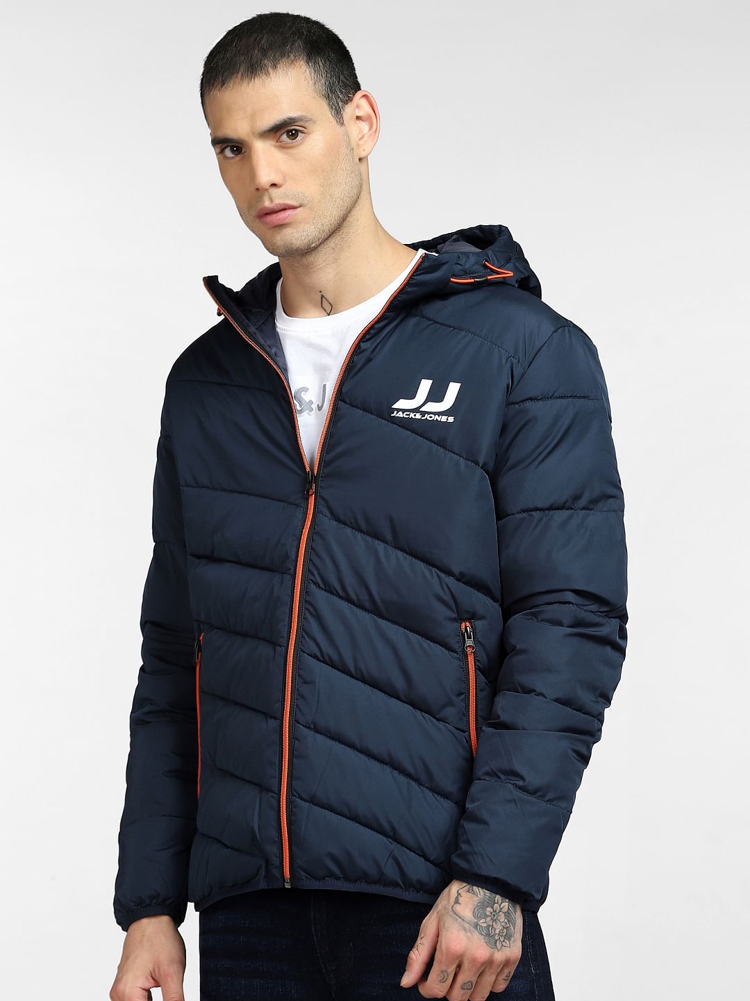 Navy Blue Hooded Puffer Jacket
