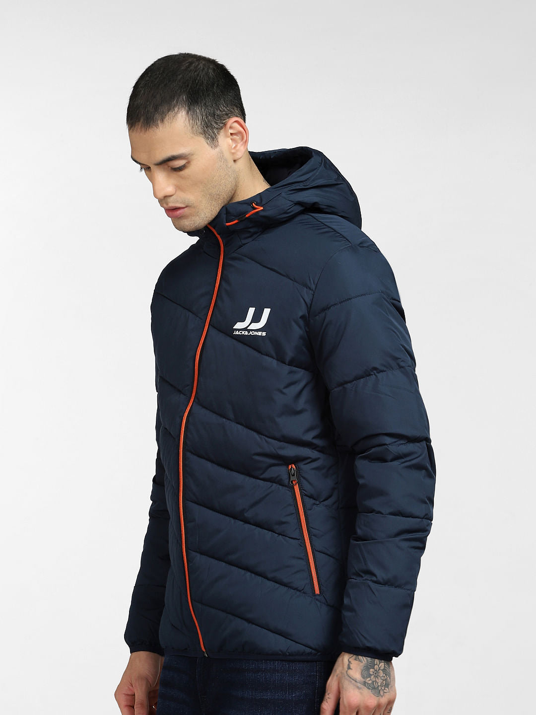 Navy Blue Hooded Puffer Jacket
