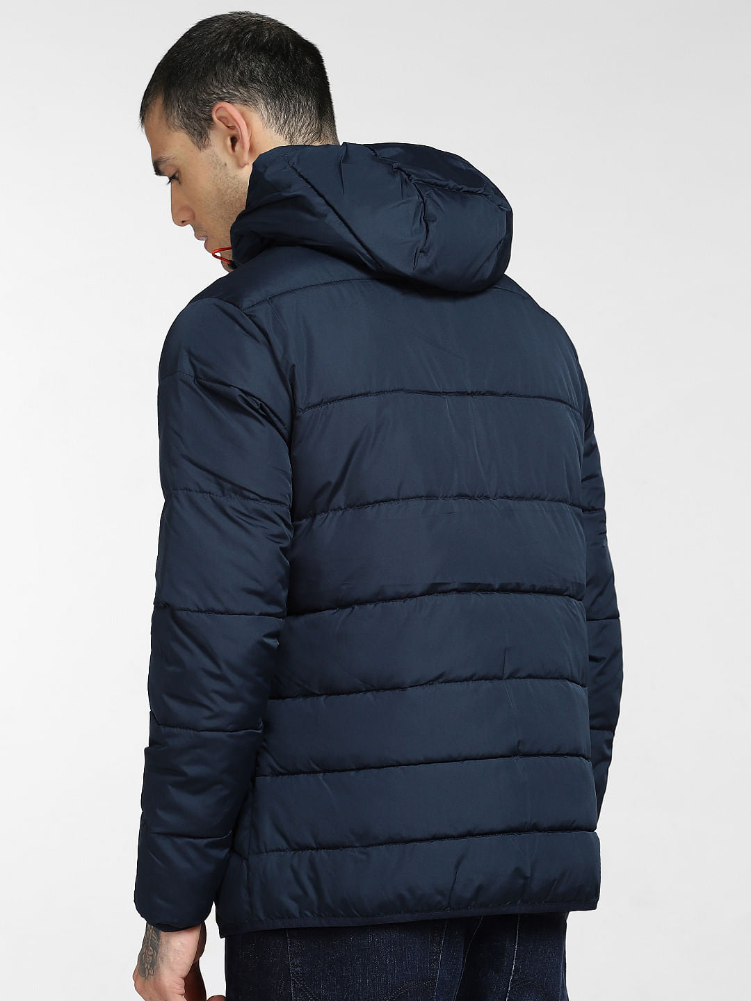 Navy Blue Hooded Puffer Jacket