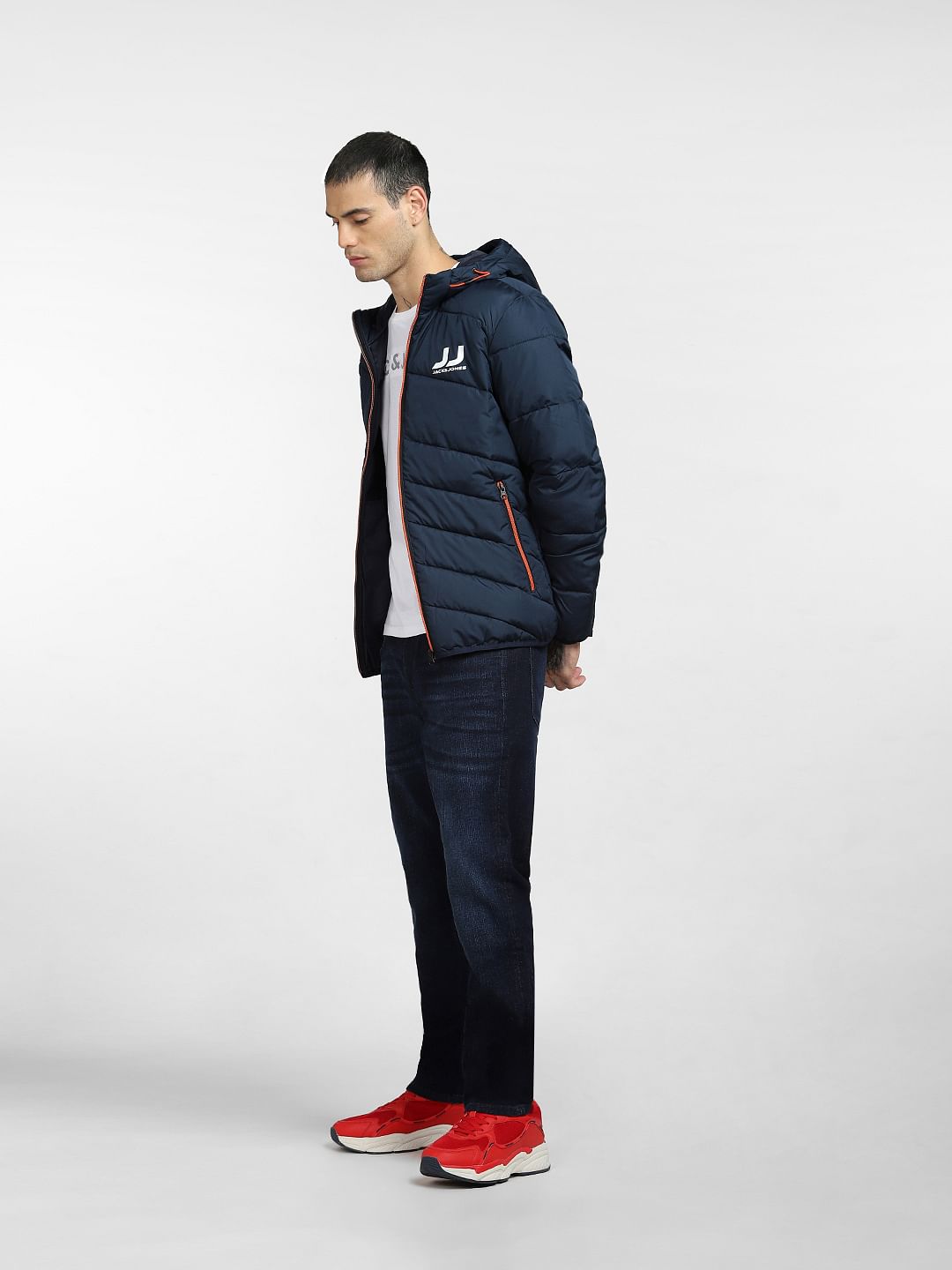 Navy Blue Hooded Puffer Jacket