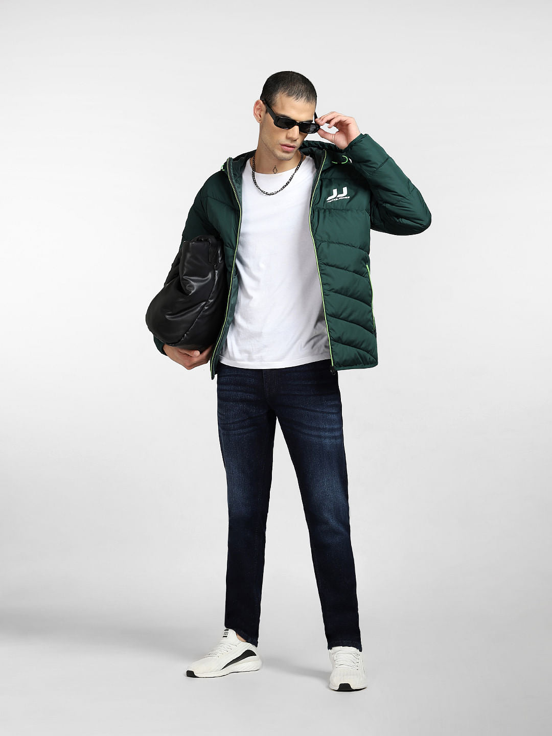 Green Hooded Puffer Jacket - S