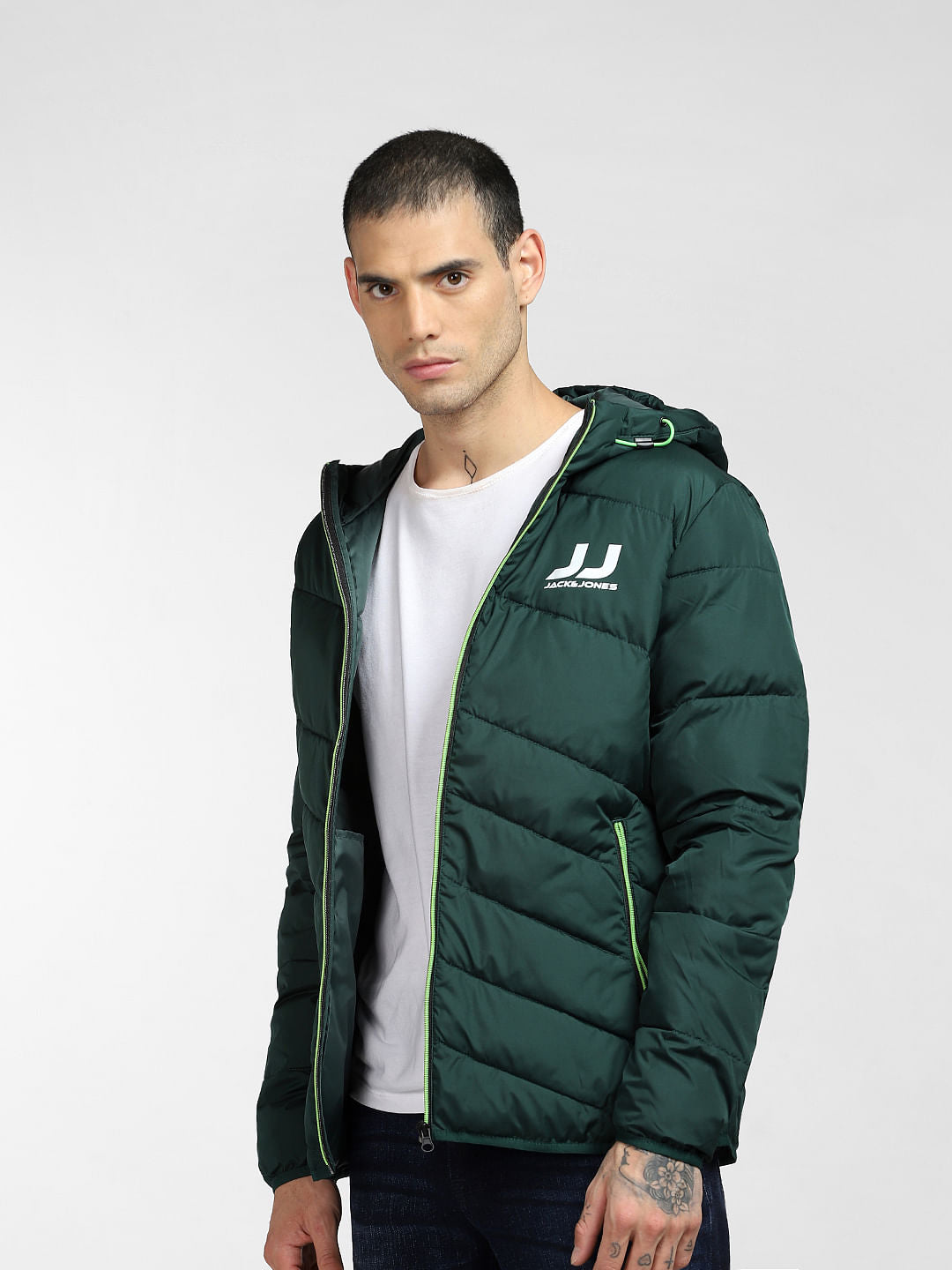 Green Hooded Puffer Jacket