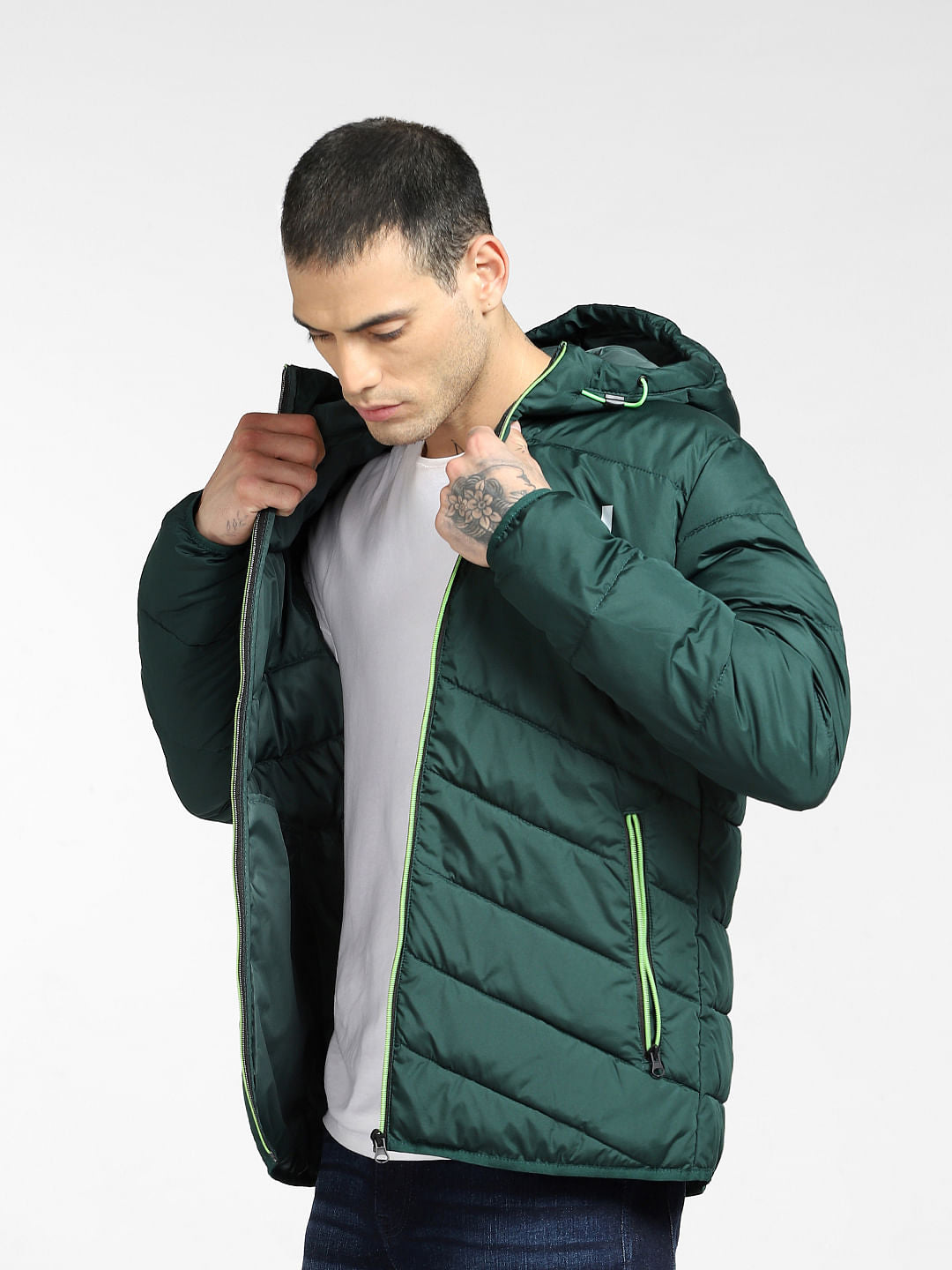 Green Hooded Puffer Jacket