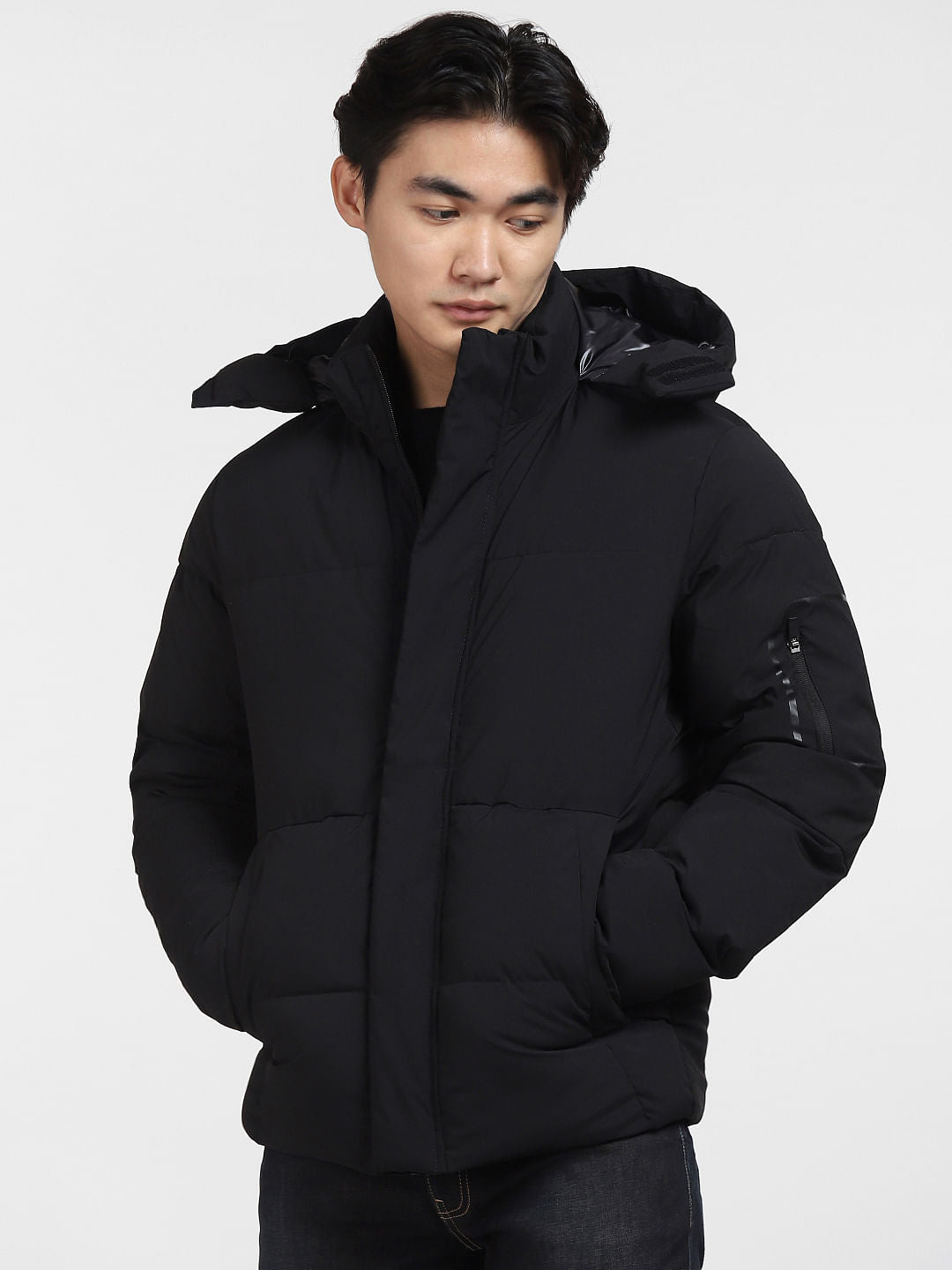 Black Hooded Puffer Jacket