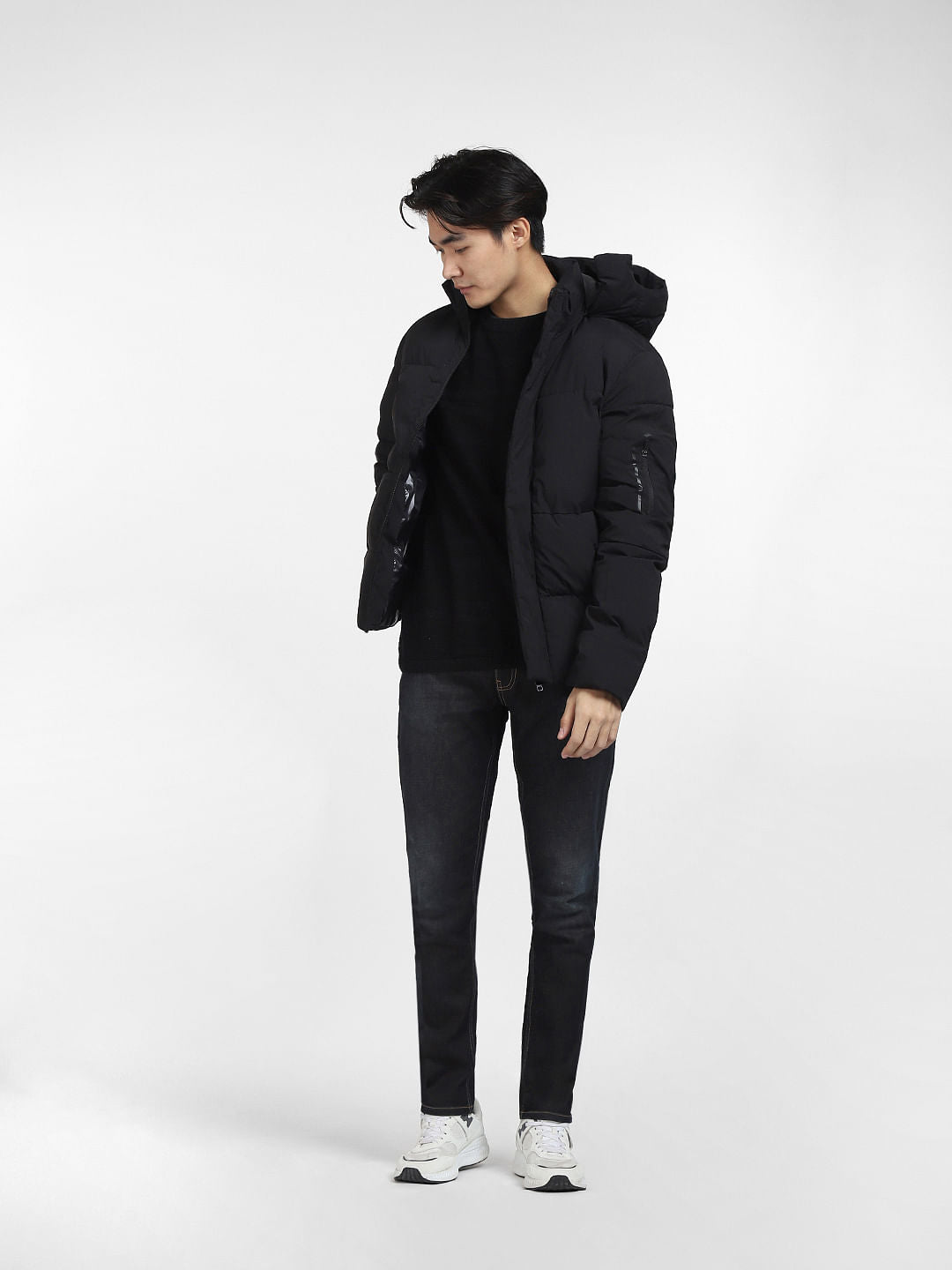 Black Hooded Puffer Jacket