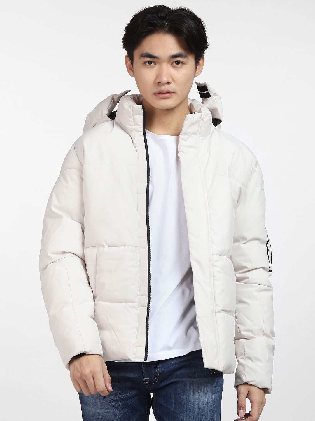 Light Grey Hooded Puffer Jacket