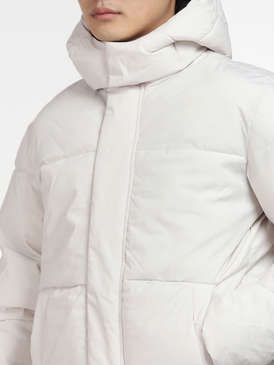 Light Grey Hooded Puffer Jacket