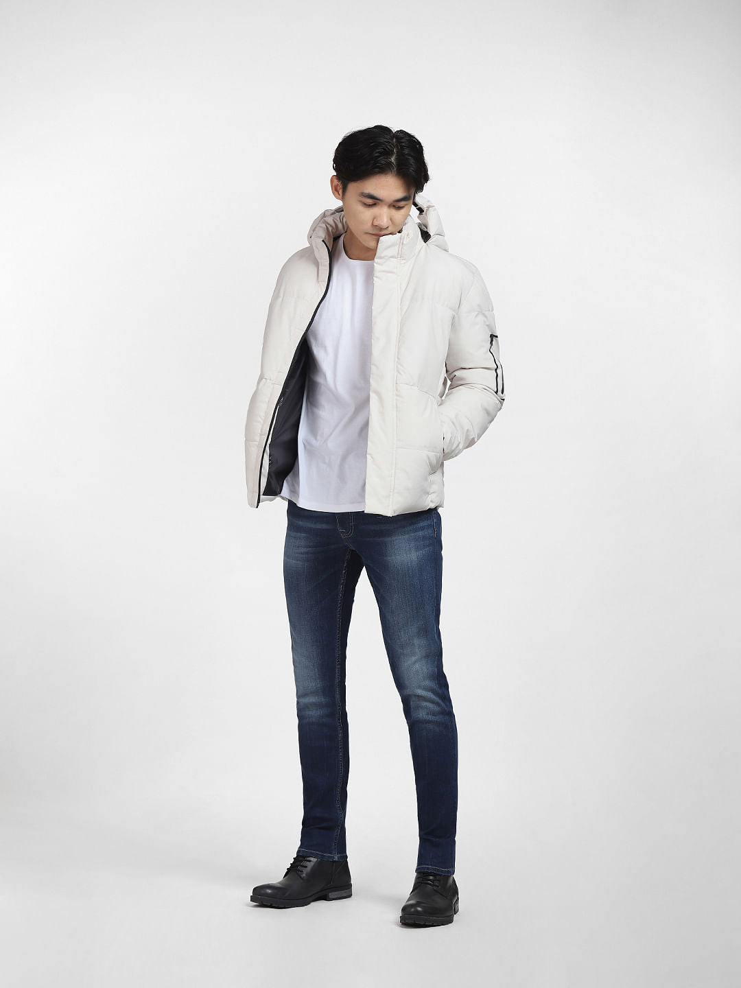 Light Grey Hooded Puffer Jacket