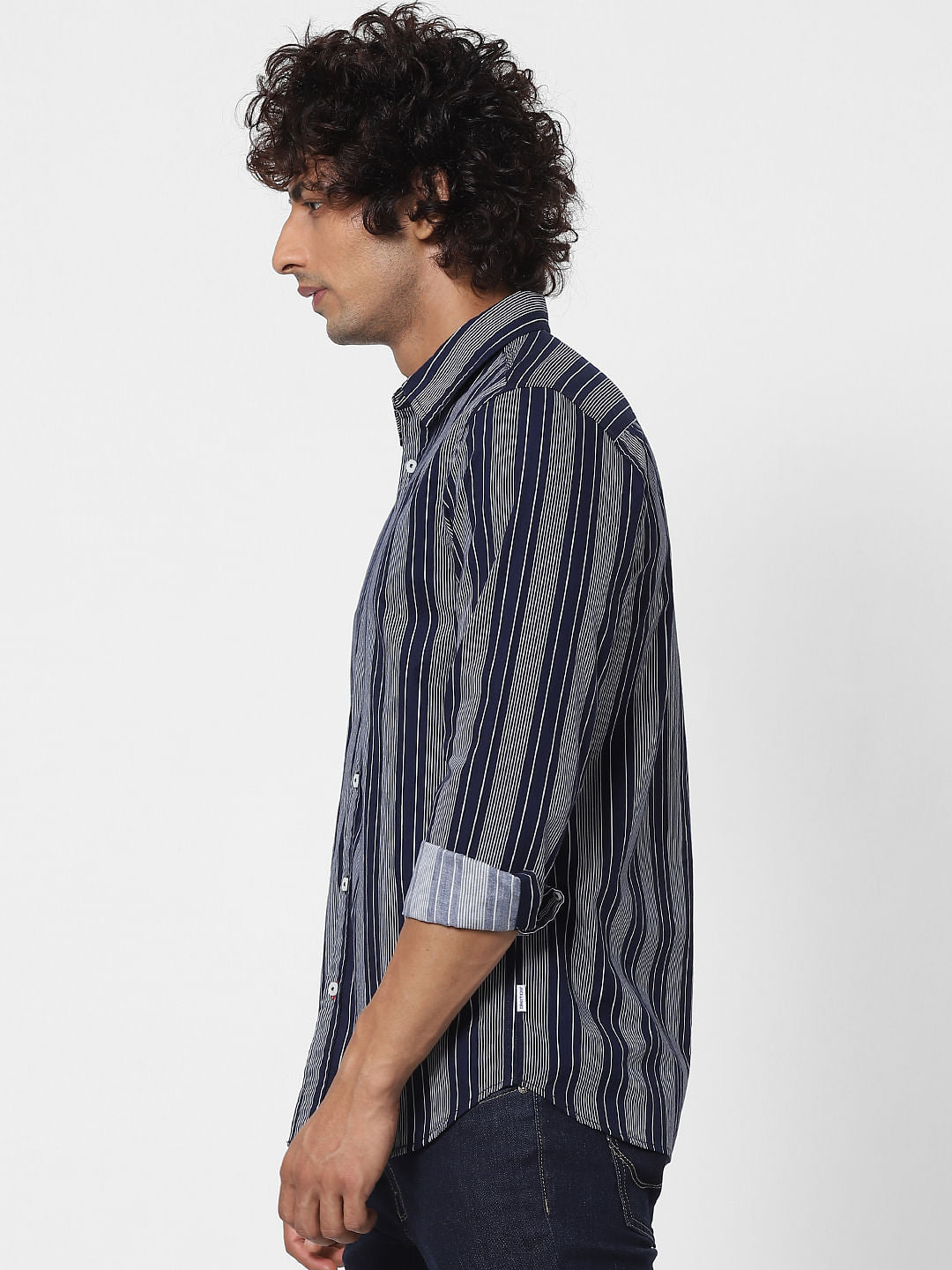 Blue Striped Full Sleeves Shirt