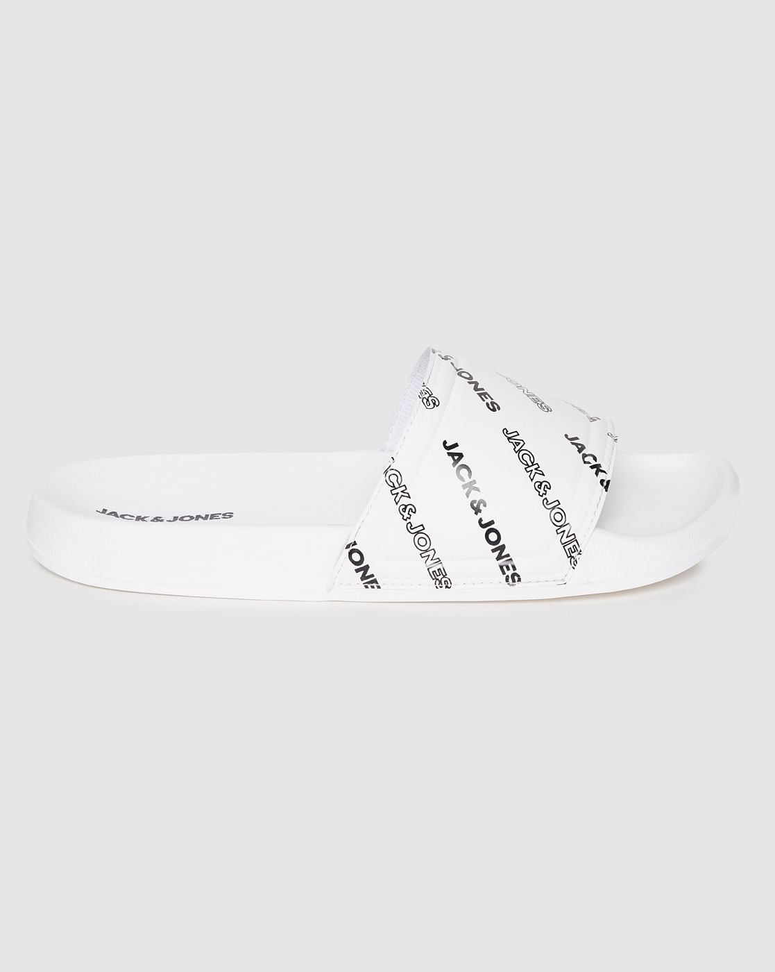 White Logo Print Sliders