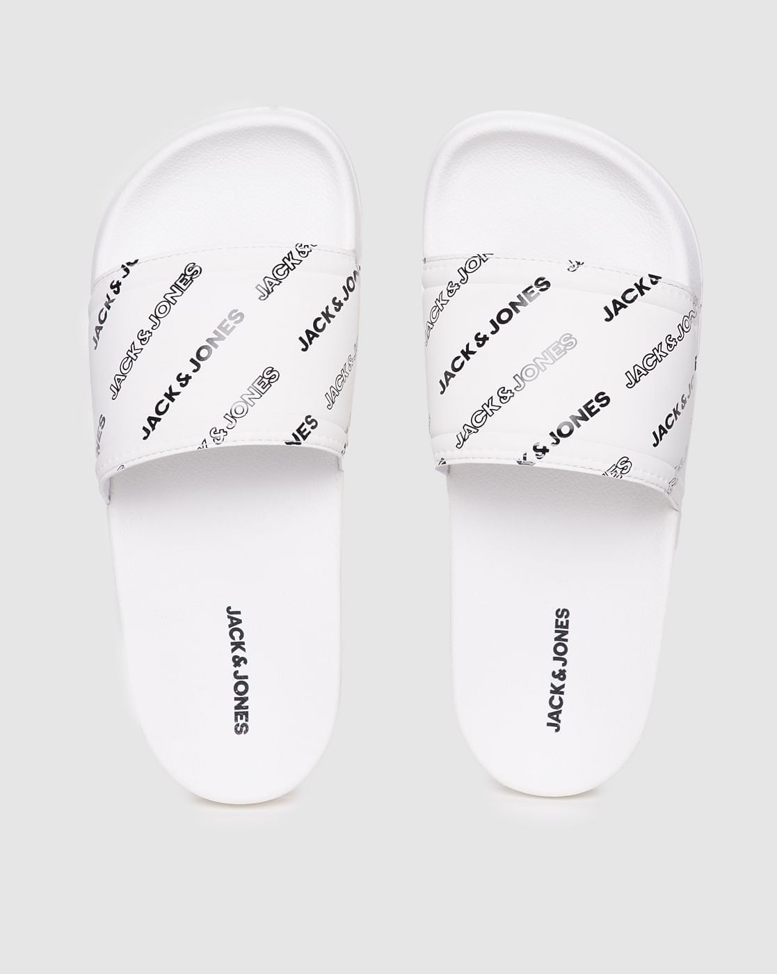 White Logo Print Sliders