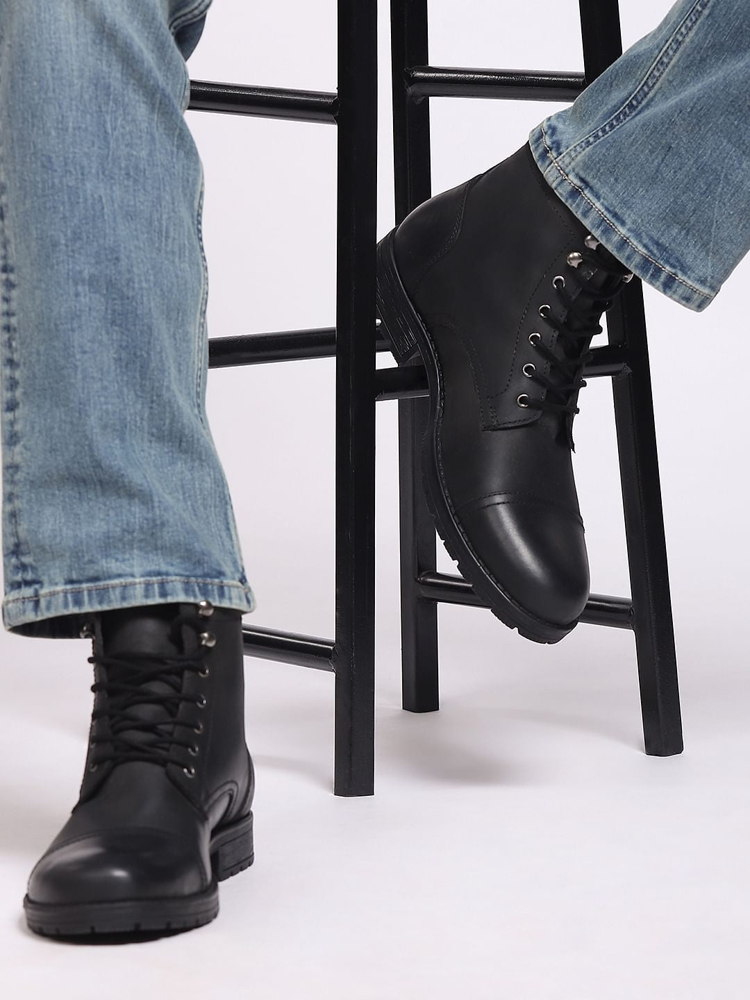 Black Leather Boots - 6