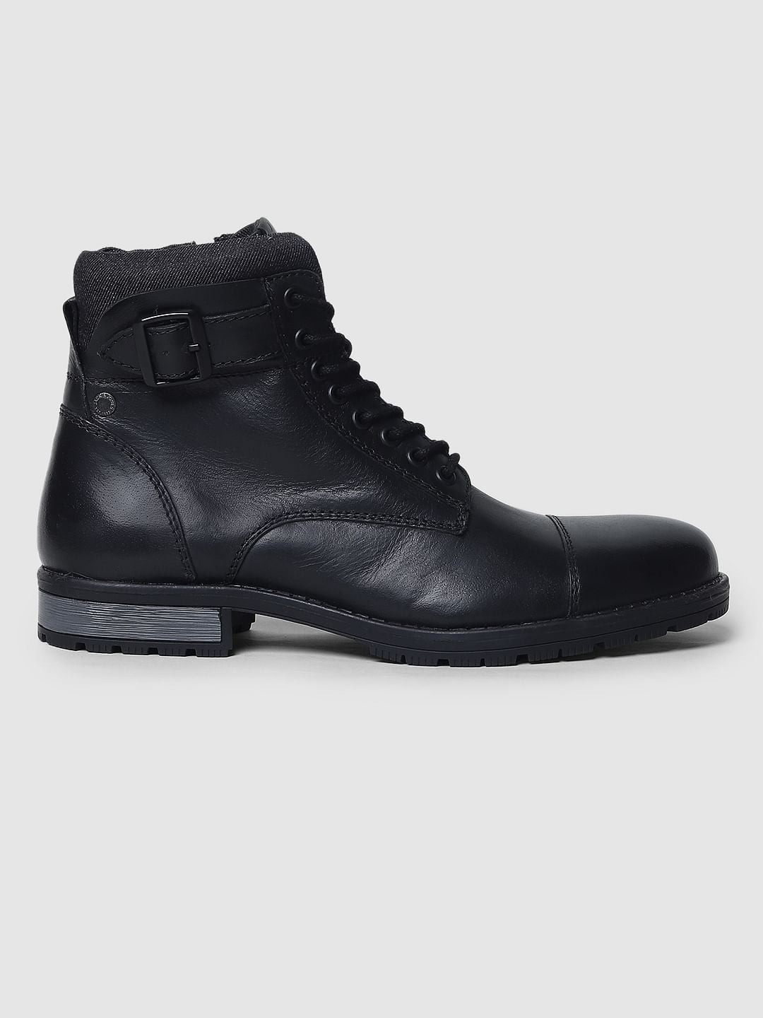 Black Leather Biker Boots
