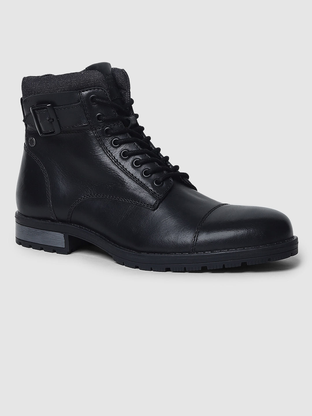 Black Leather Biker Boots