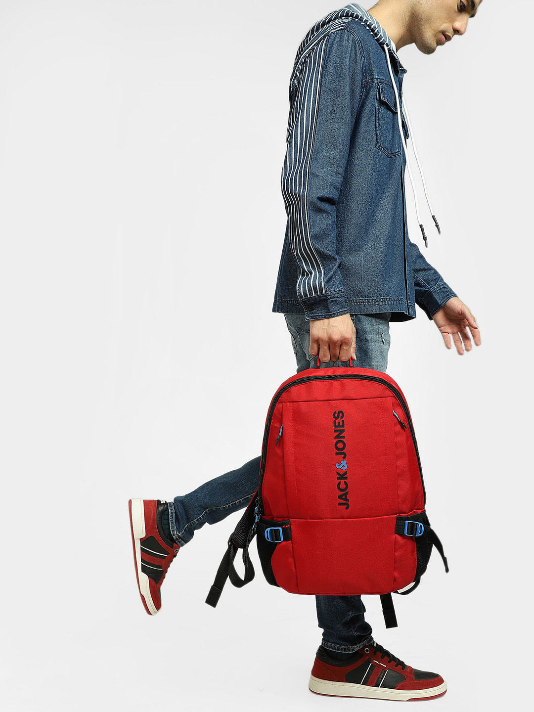Red Logo Print Backpack - ONE