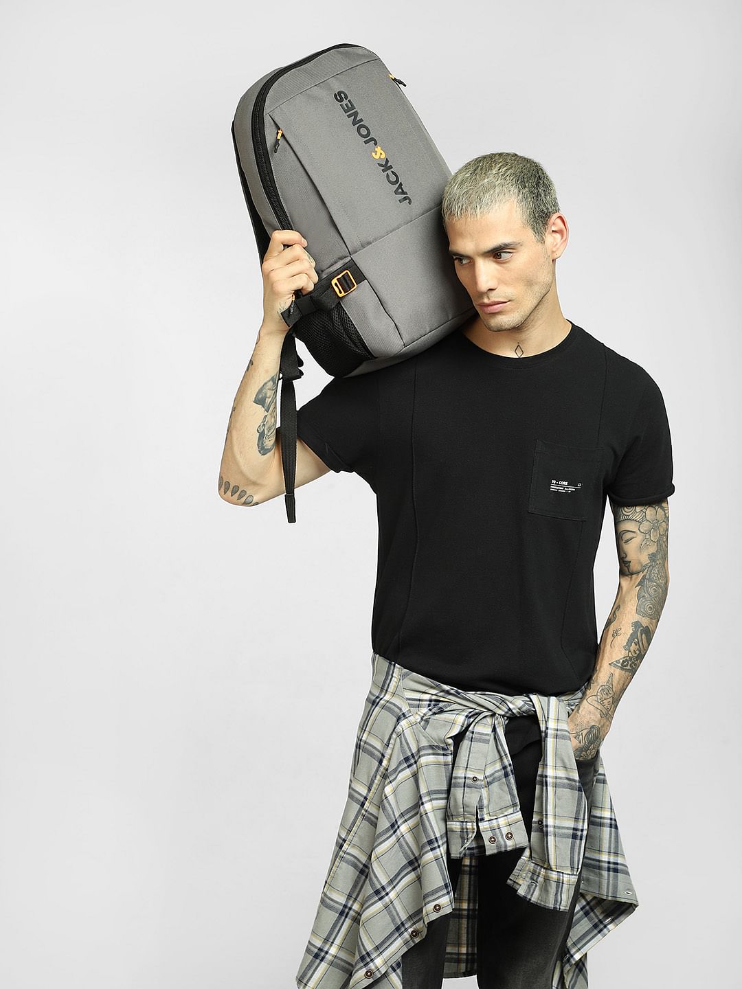 Grey Logo Print Backpack