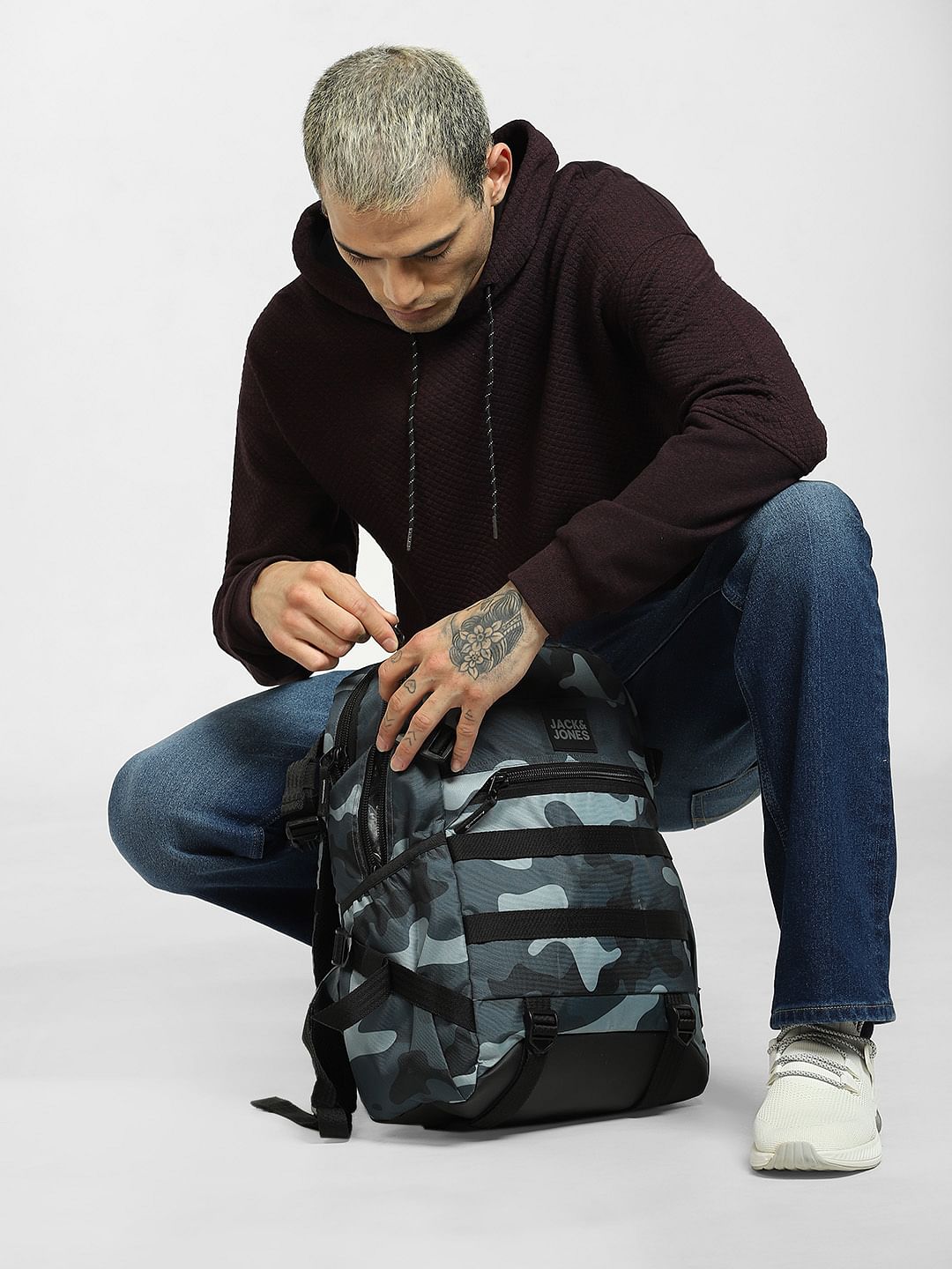 Grey Camo Print Utility Backpack
