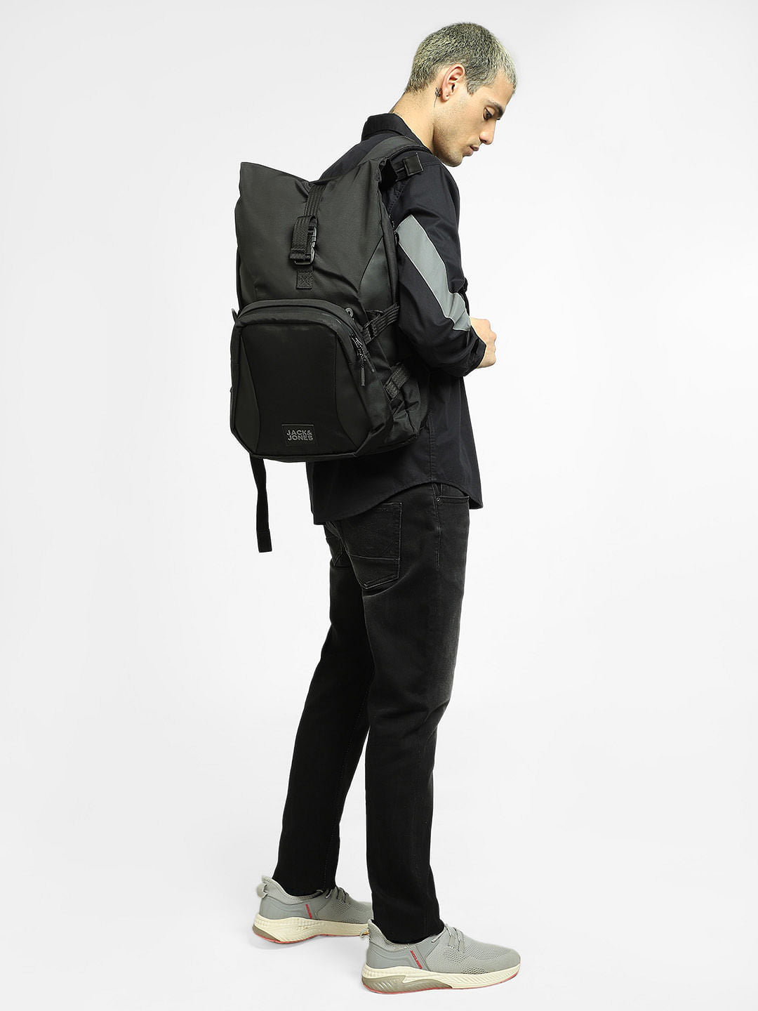 Black Roll Top Backpack - ONE