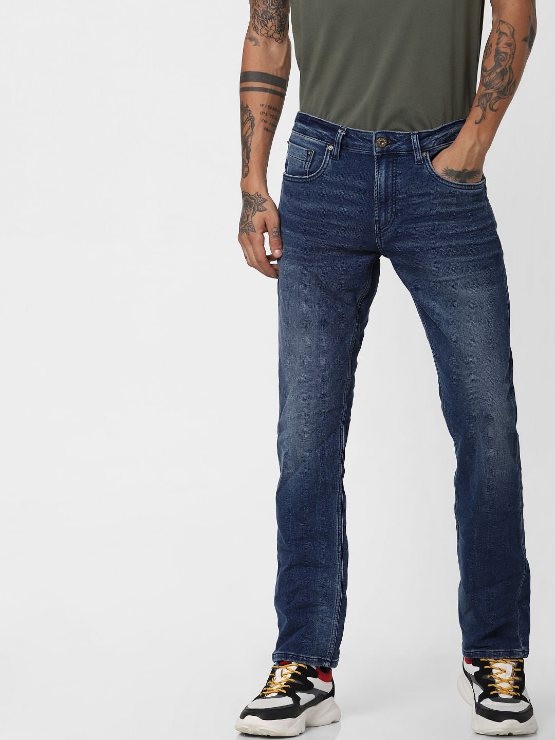 Blue Mid Rise Clark Regular Jeans