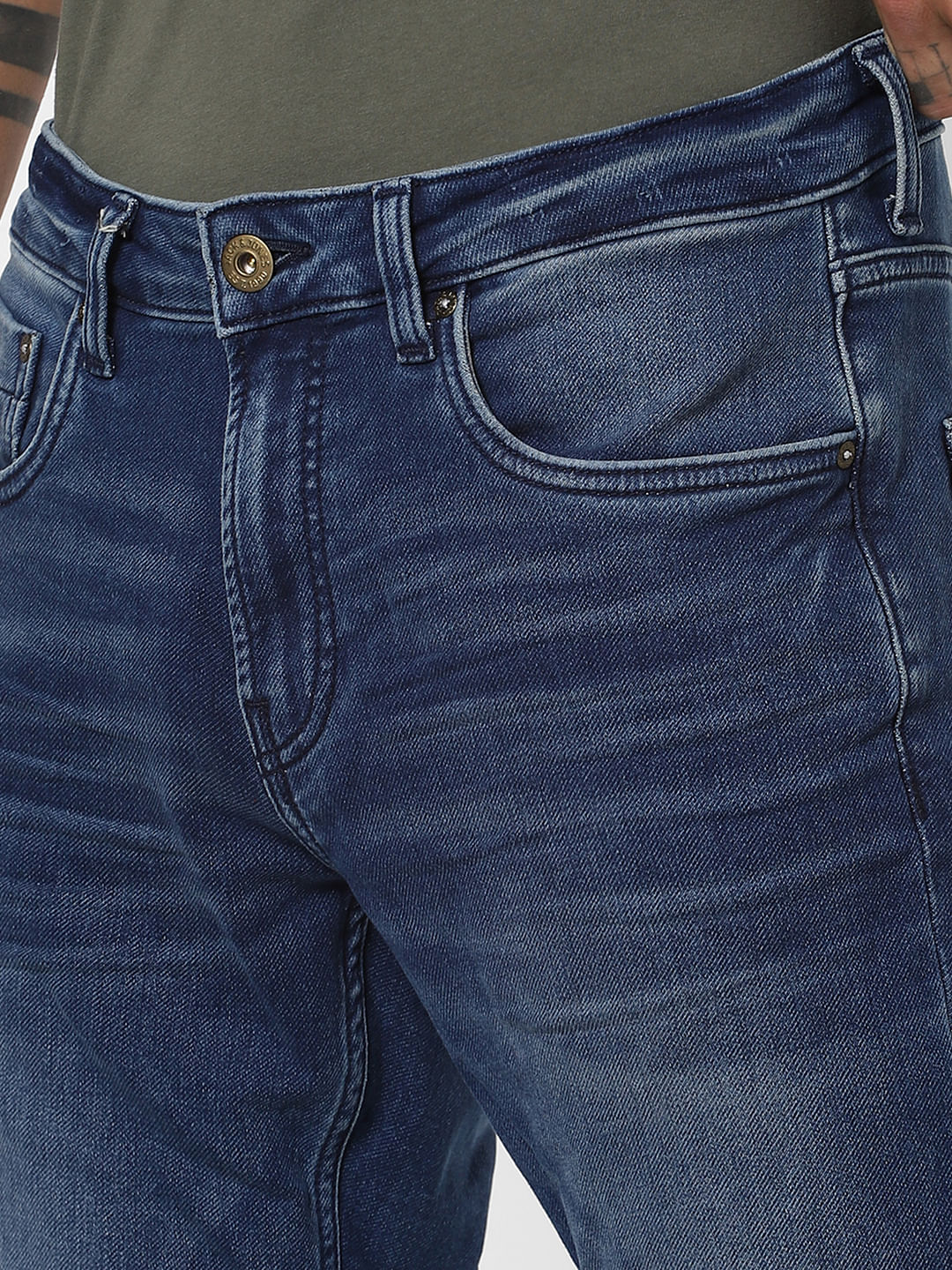 Blue Mid Rise Clark Regular Jeans
