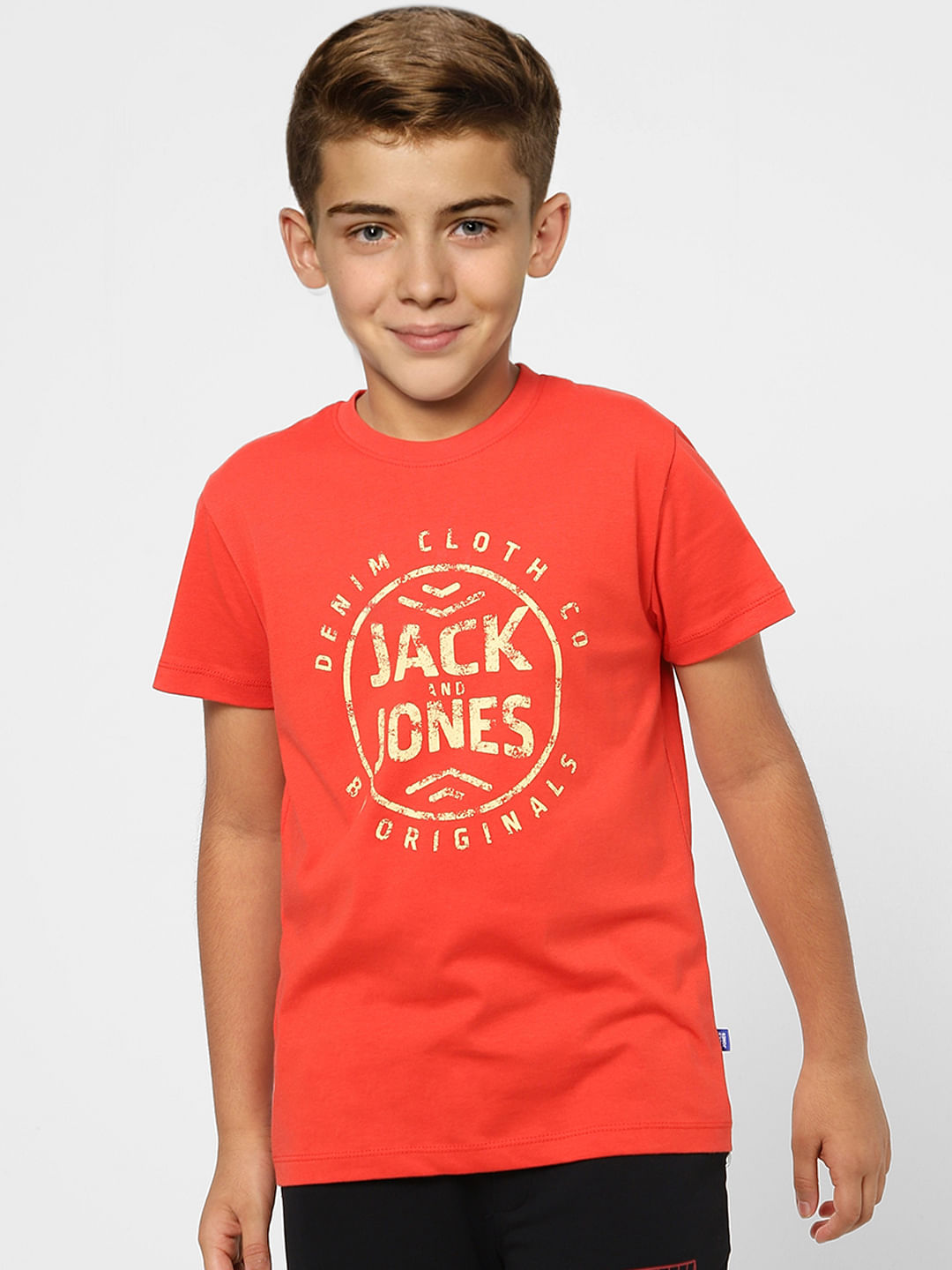 BOYS Red Printed Crew Neck T-shirt