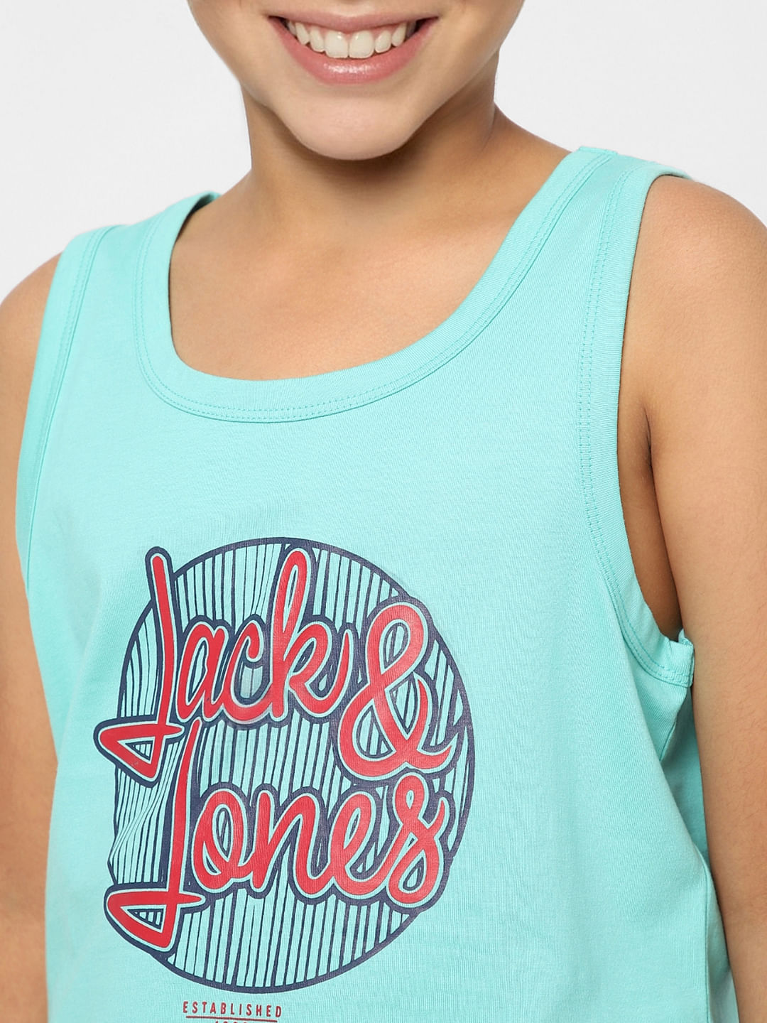 BOYS Blue Printed Vest T-shirt