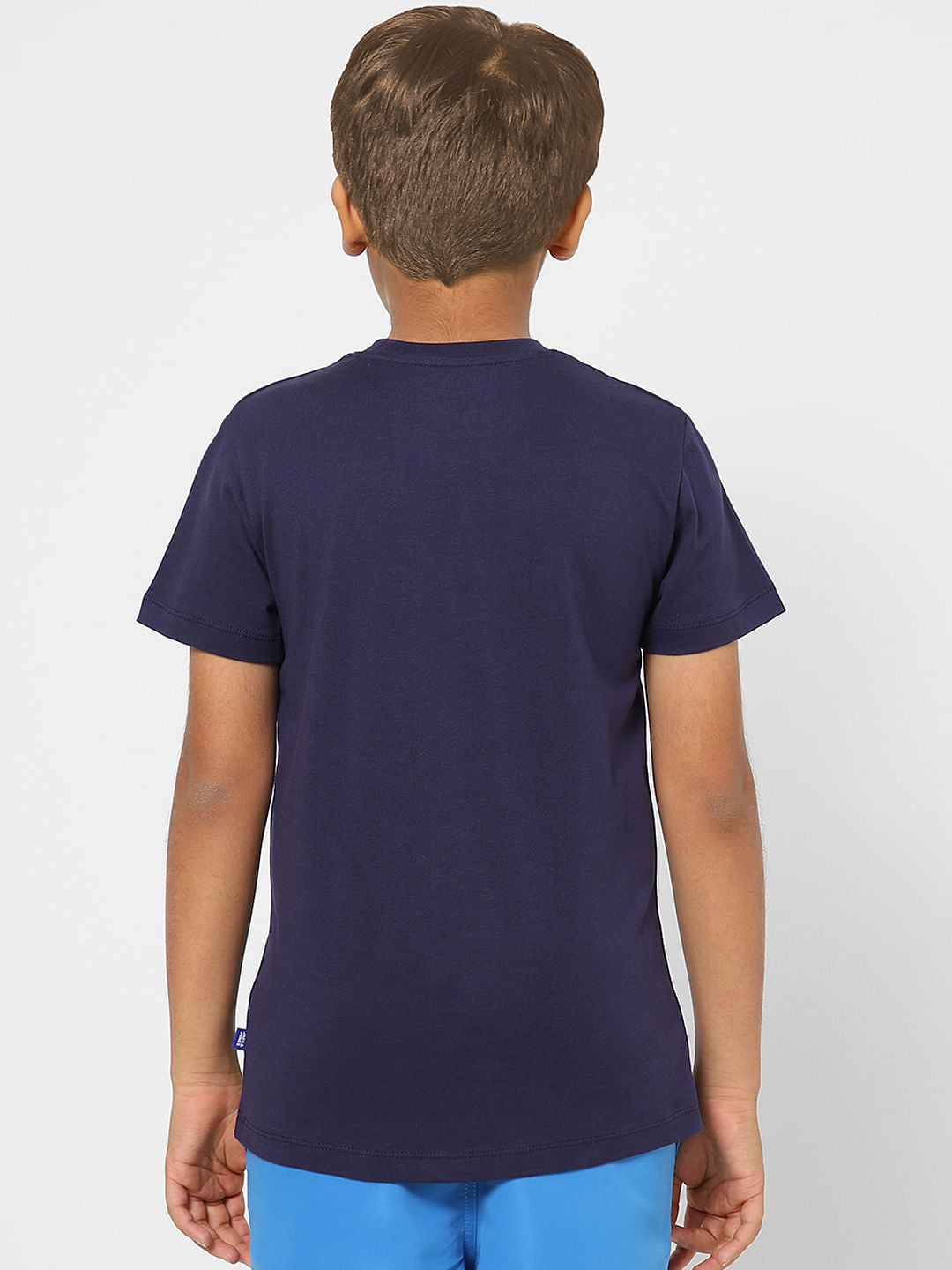 BOYS Dark Blue Printed Crew Neck T-shirt