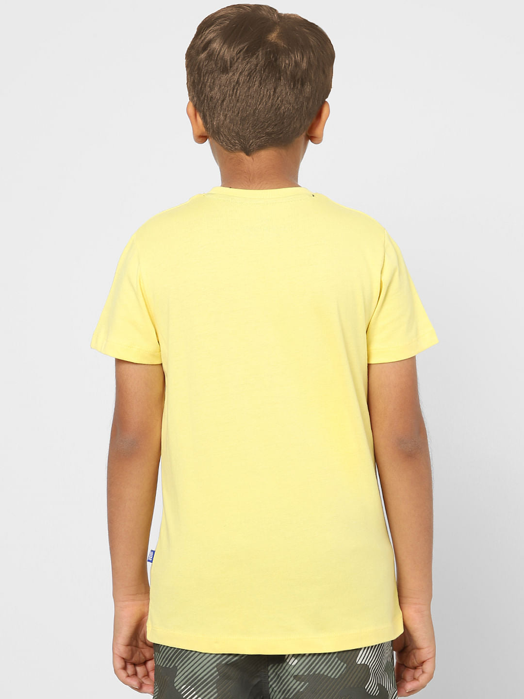 BOYS Yellow Printed Crew Neck T-shirt