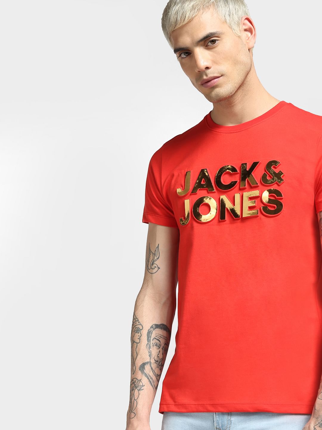 Red Graphic Print Crew Neck T-shirt - S