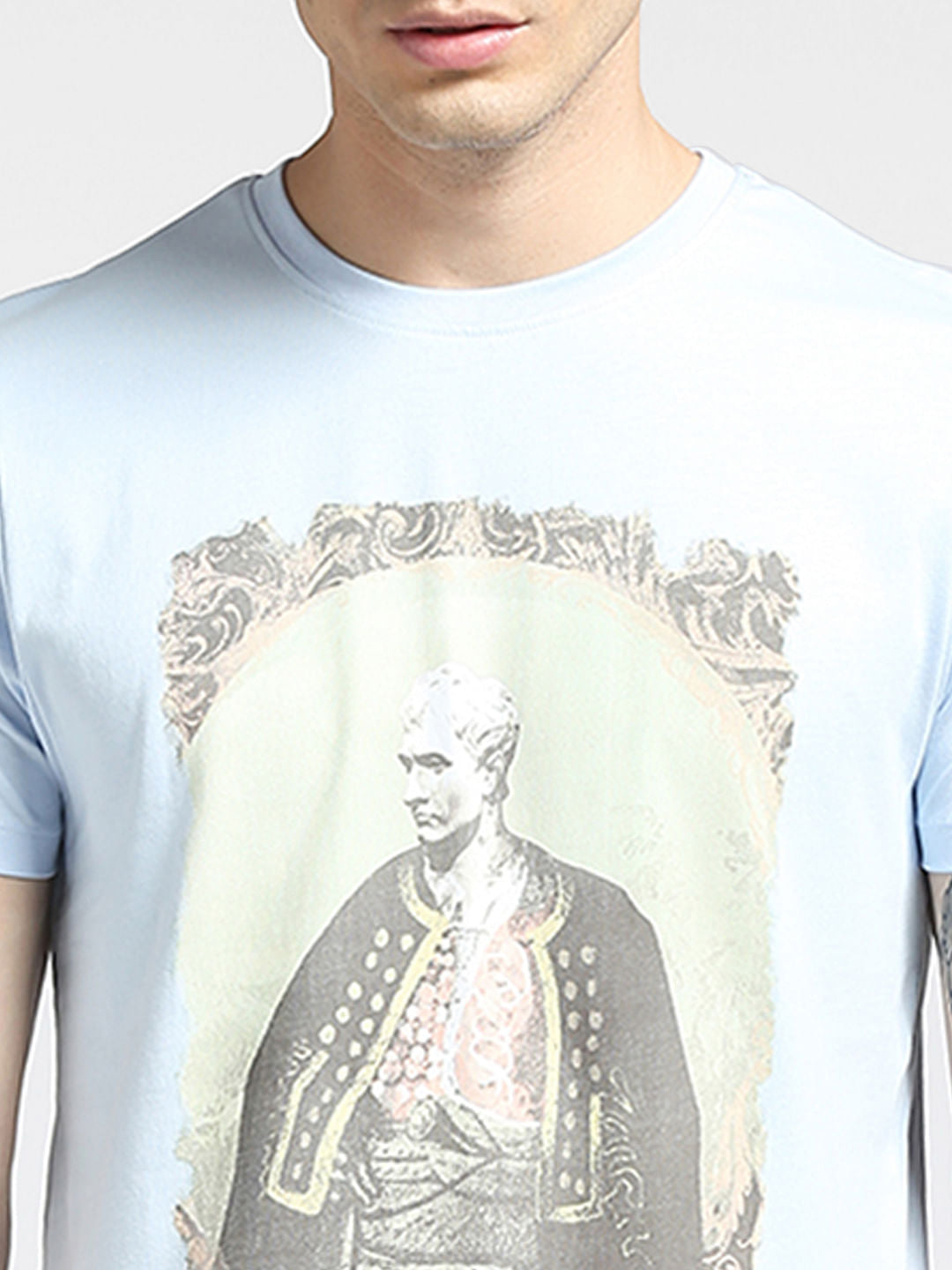 Blue Graphic Print Crew Neck T-shirt