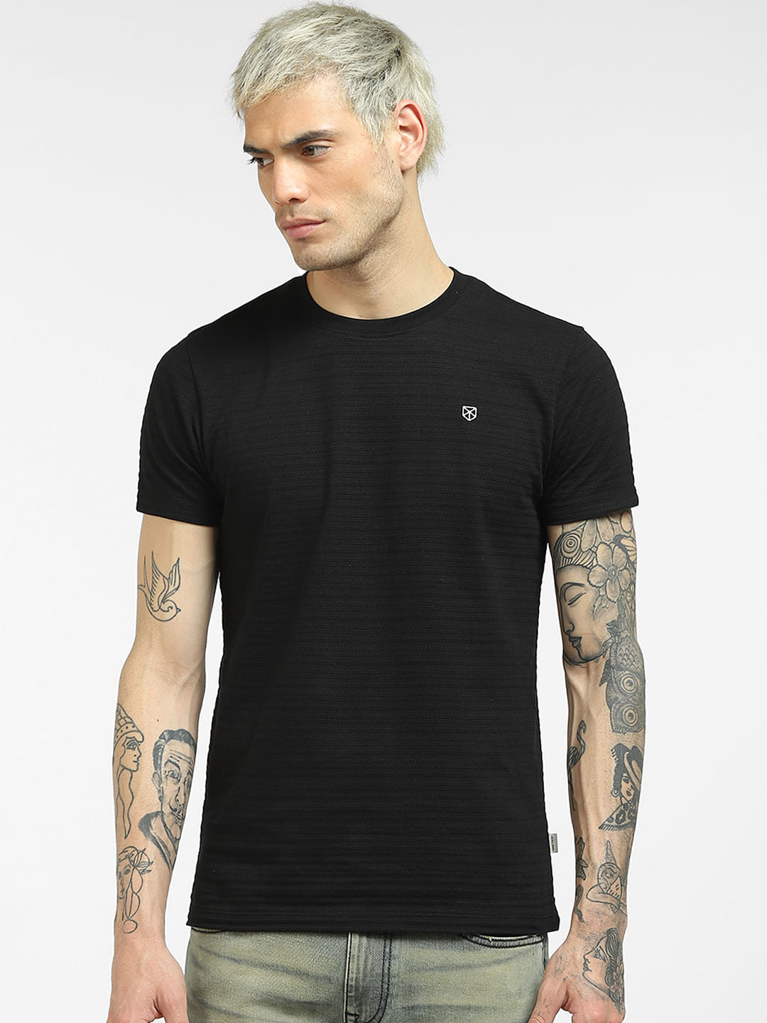 Black Knit Crew Neck T-shirt