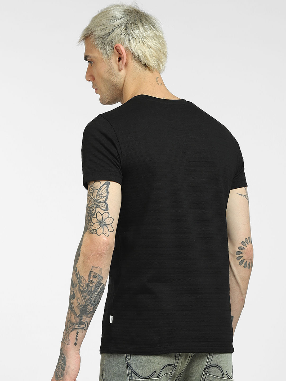 Black Knit Crew Neck T-shirt