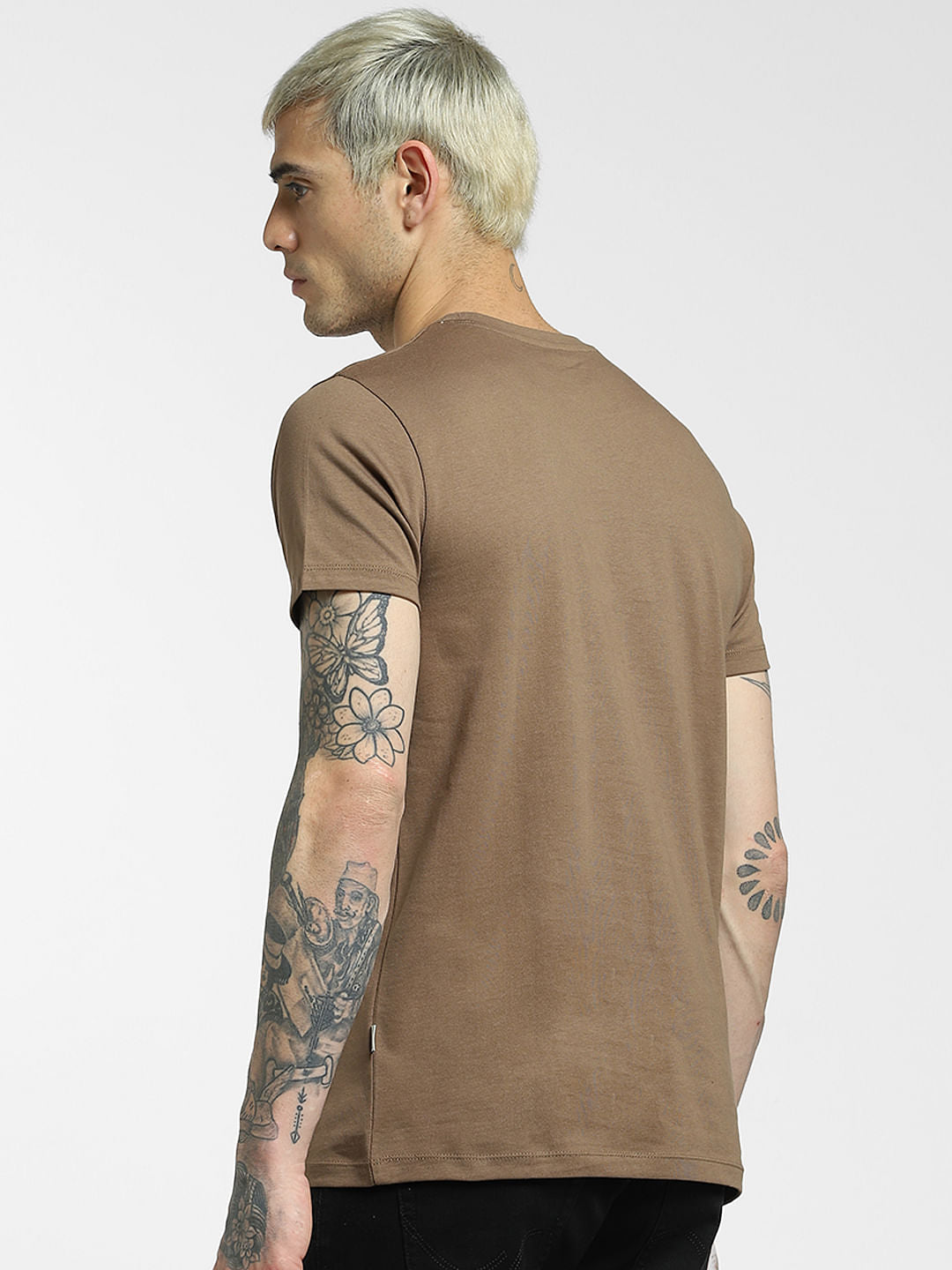 Brown Graphic Print Crew Neck T-shirt