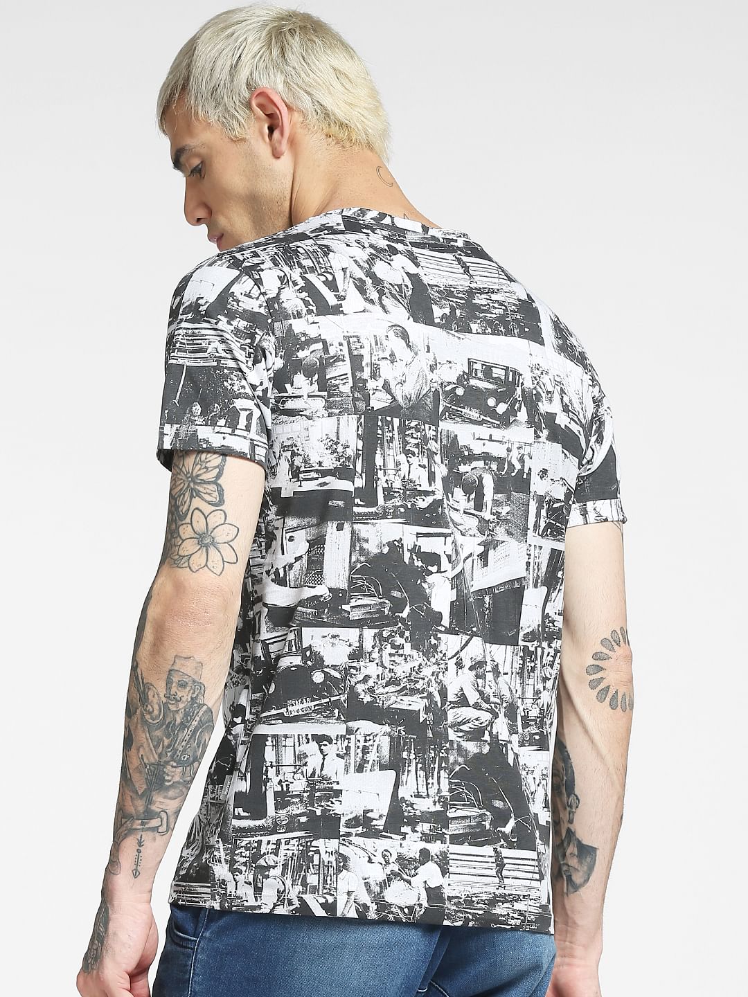 White Printed Crew Neck T-shirt