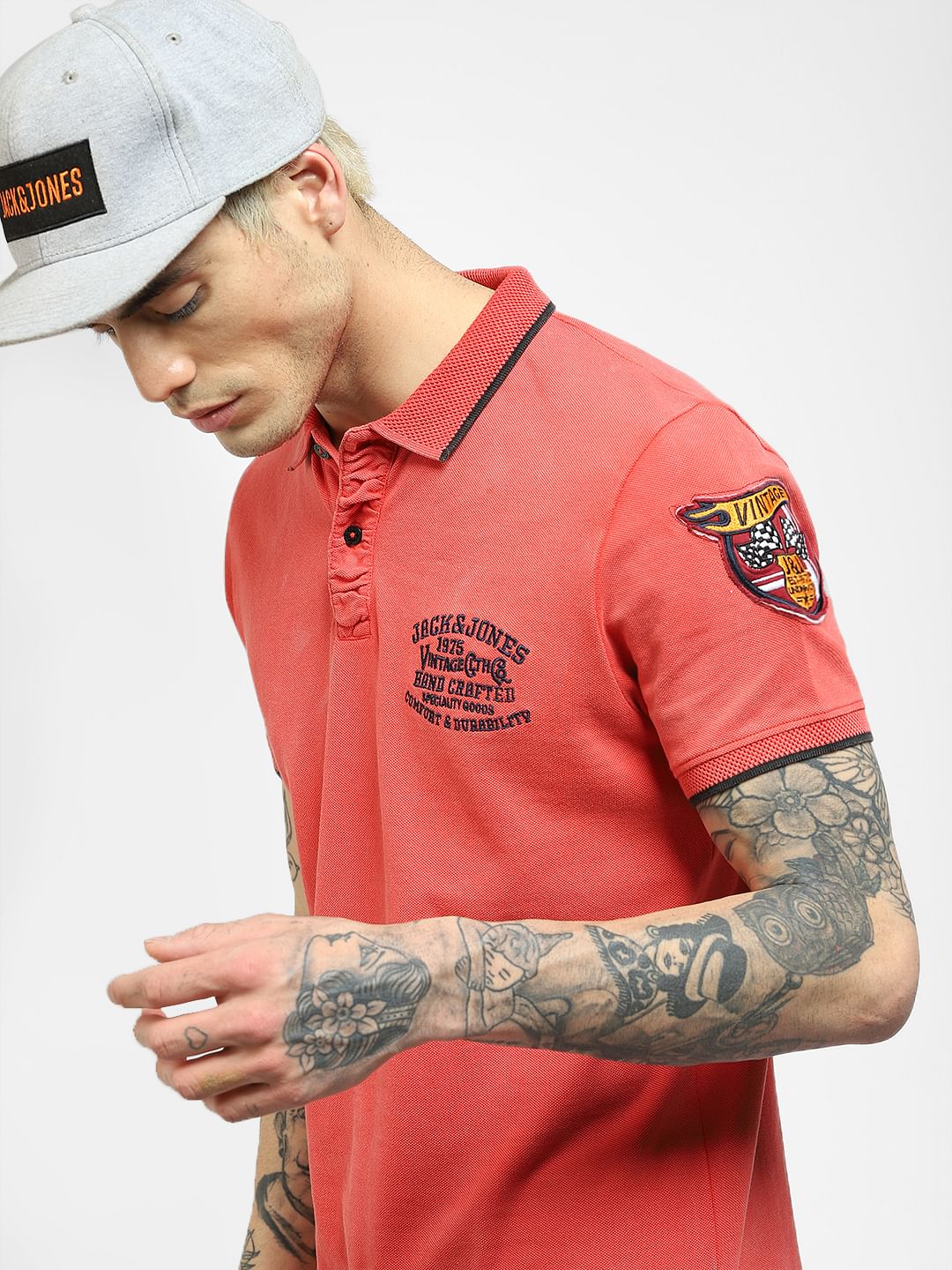Coral Polo Neck T-shirt