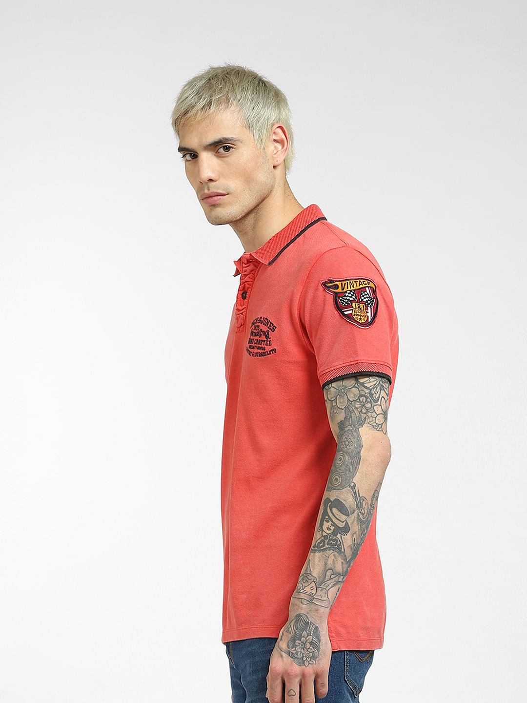 Coral Polo Neck T-shirt