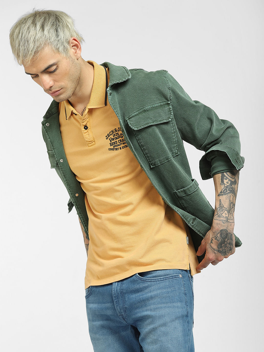 Yellow Polo Neck T-shirt - S
