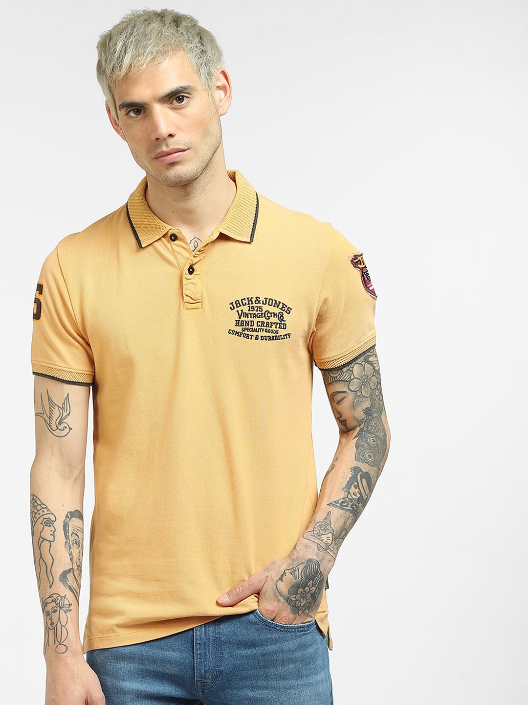 Yellow Polo Neck T-shirt