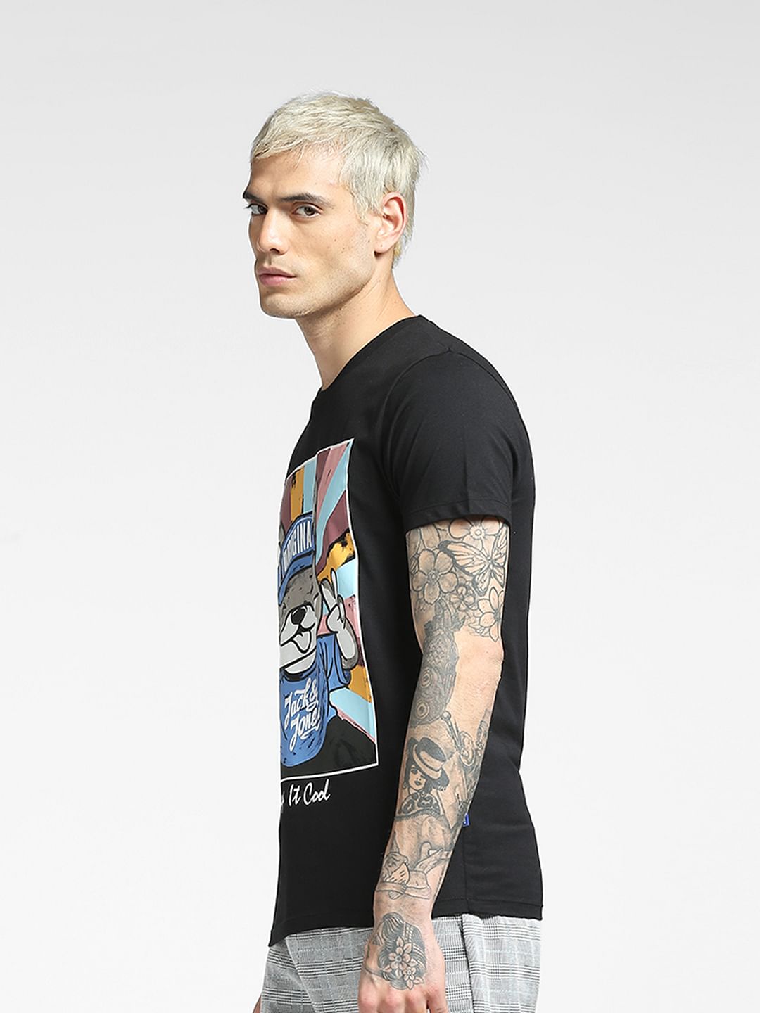 Black Graphic Print Crew Neck T-shirt